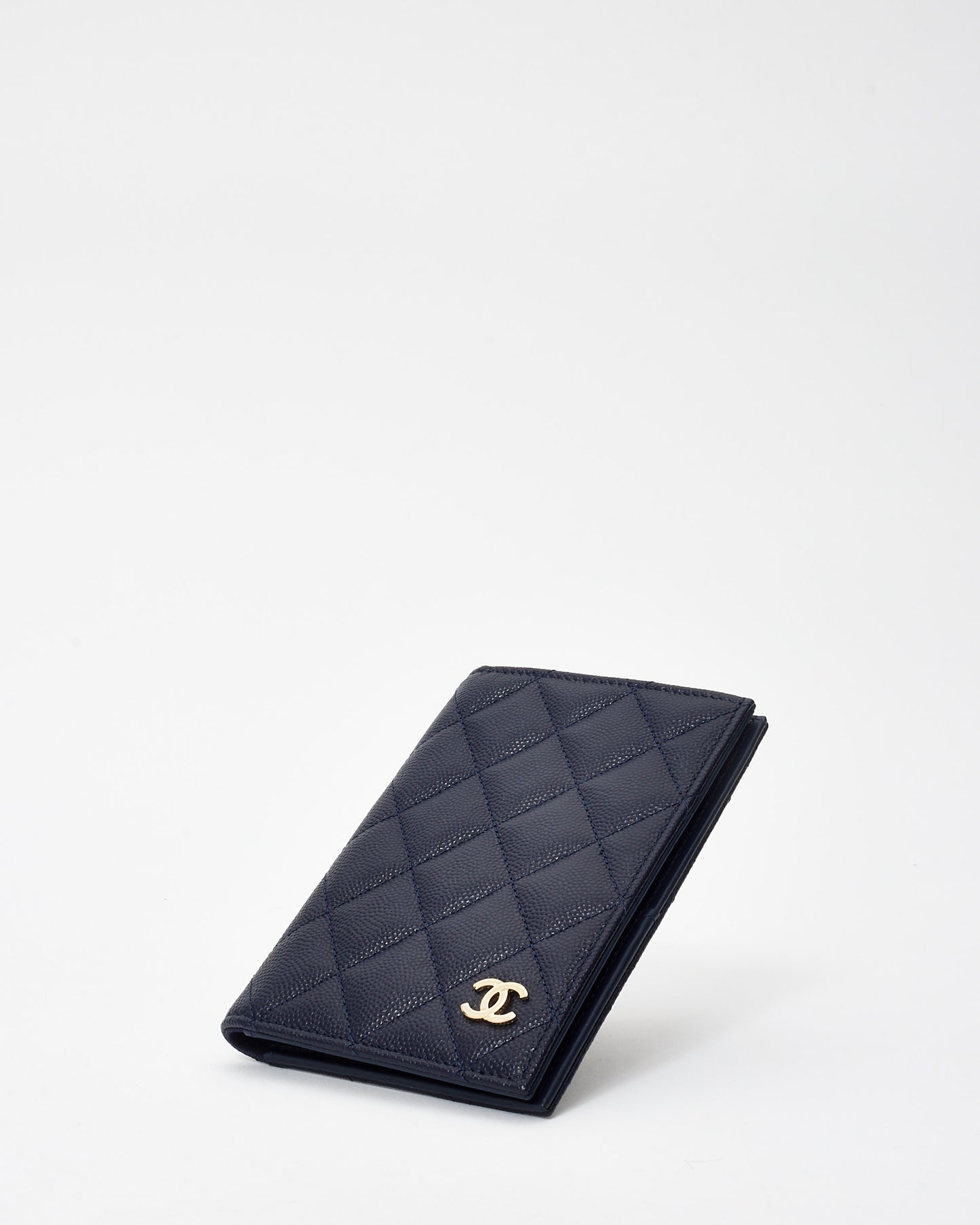 Chanel Navy Blue Caviar Leather Classic Passport Holder