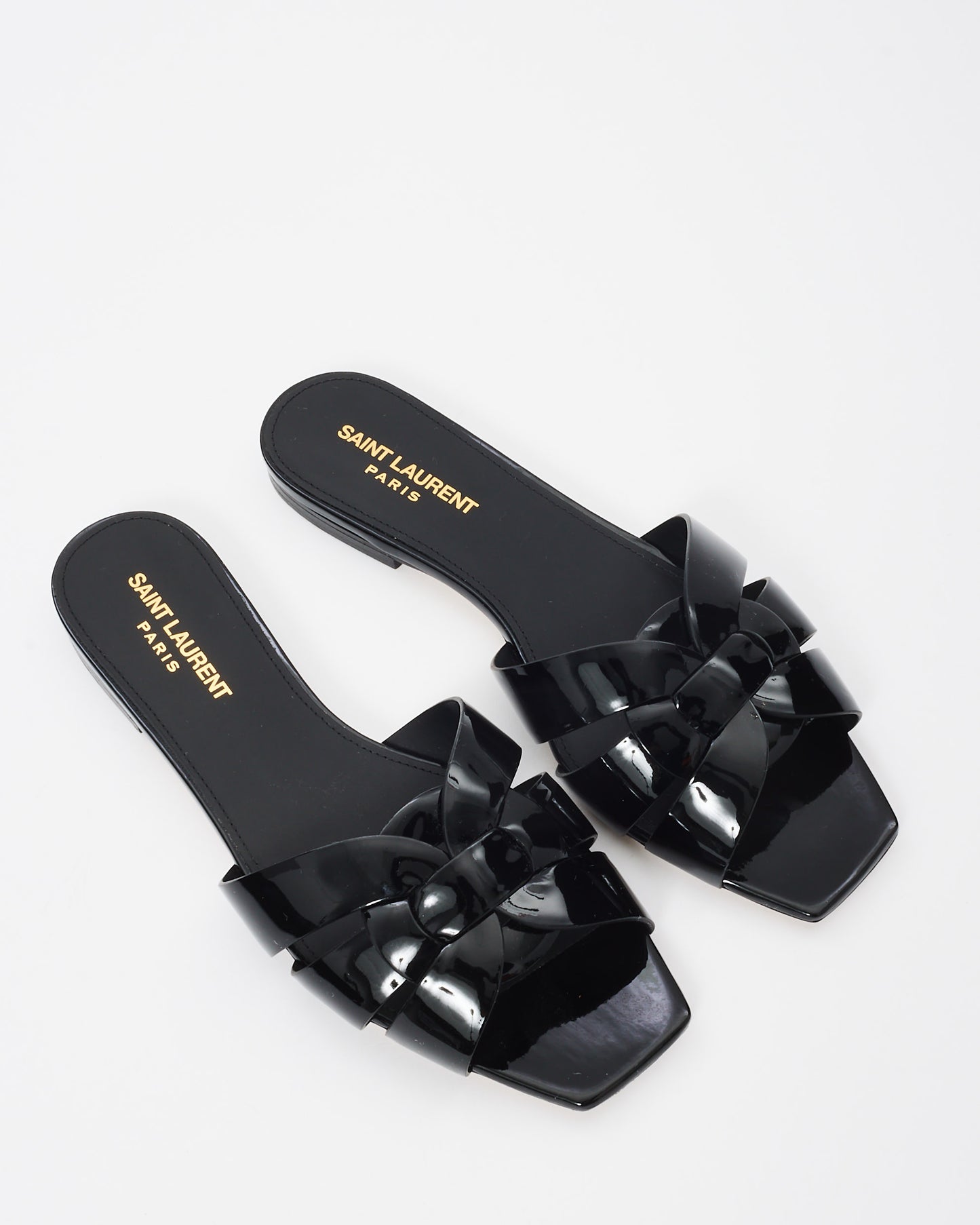 Saint Laurent Black Patent Leather Tribute Sandals - 38