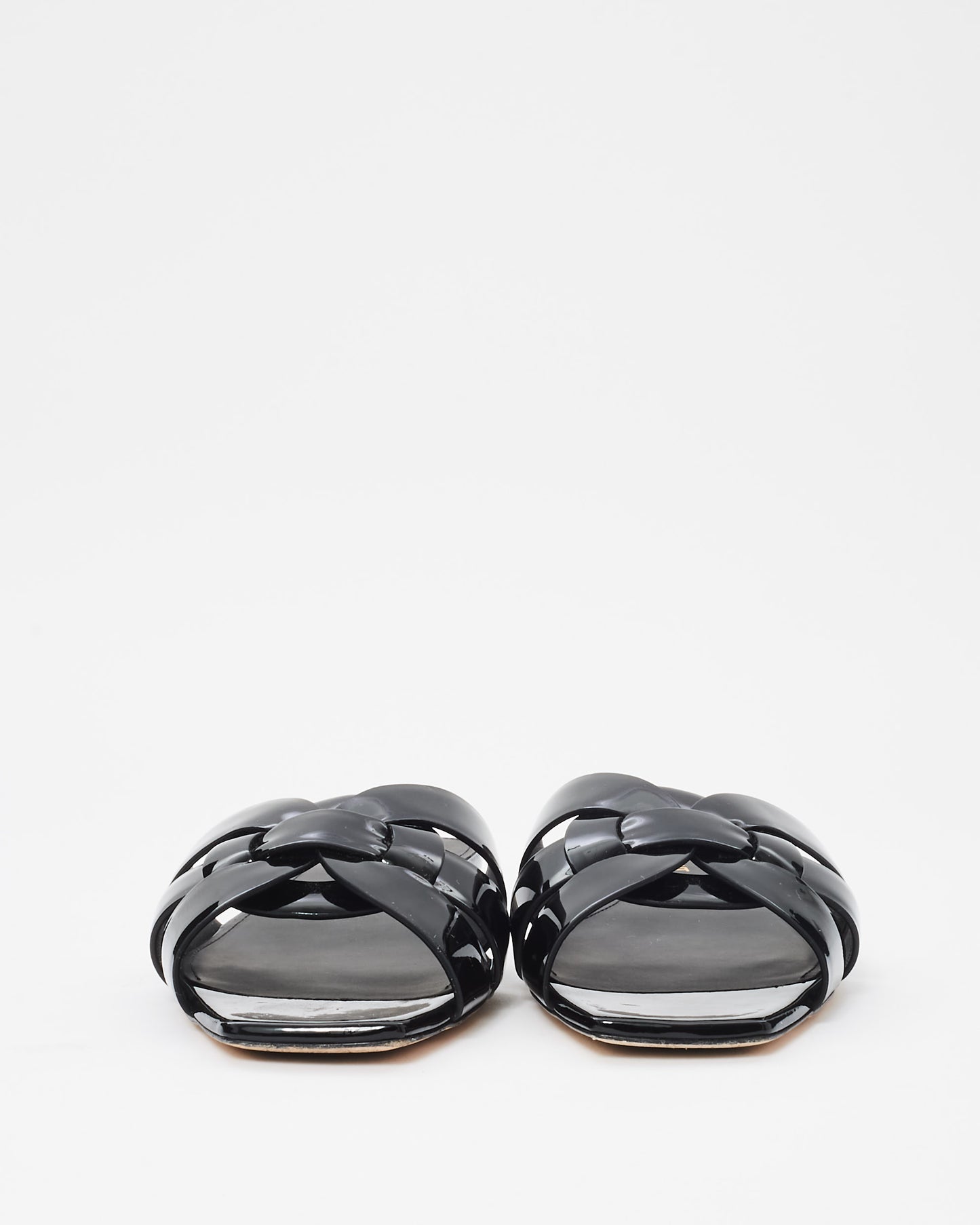 Saint Laurent Black Patent Leather Tribute Sandals - 38