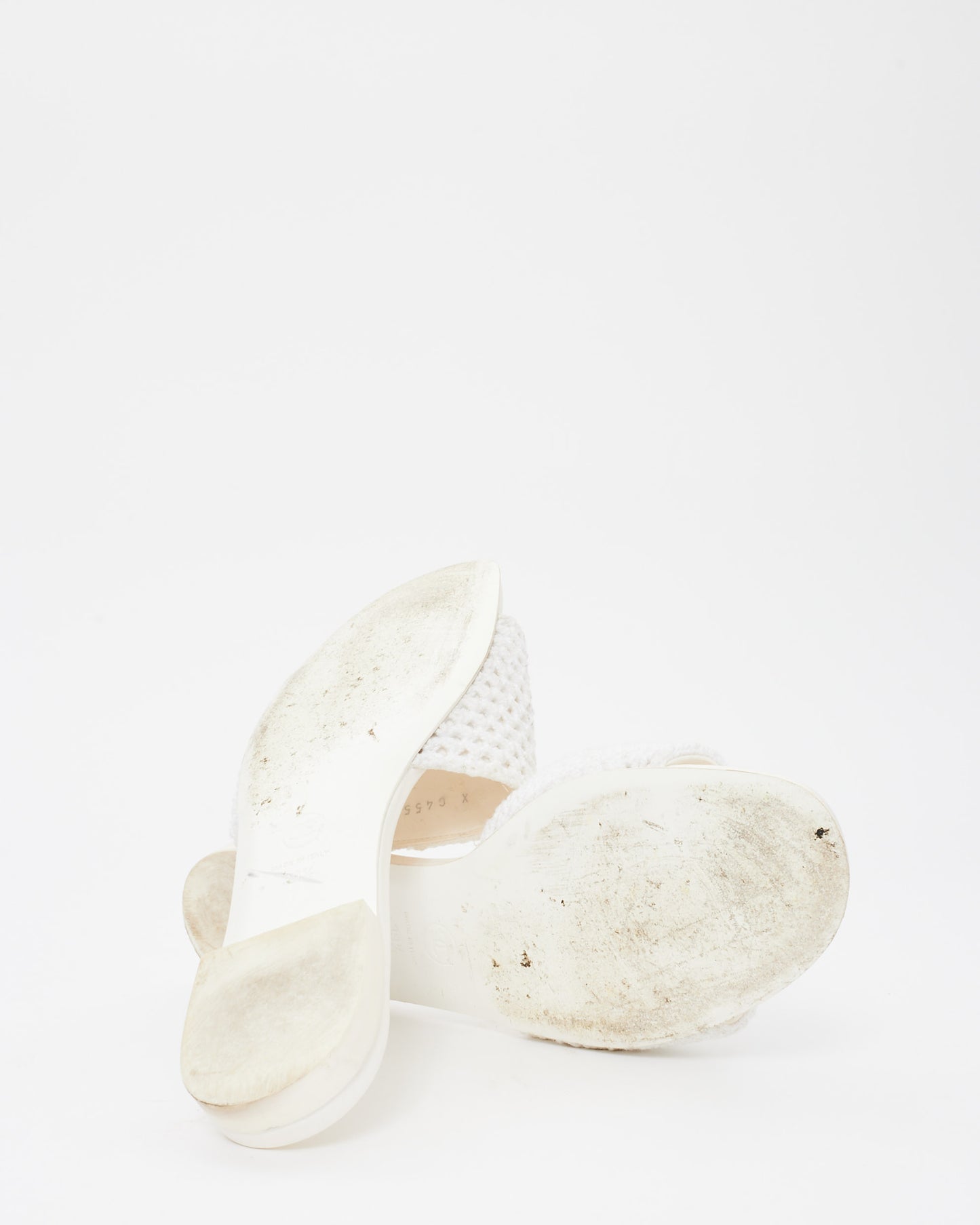 Chanel White Crochet Logo Coco Beach 24' Slides - 39.5