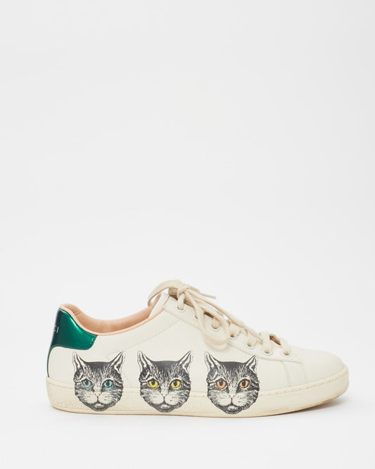 Gucci White Leather Mystic Cat Ace Sneakers - 37