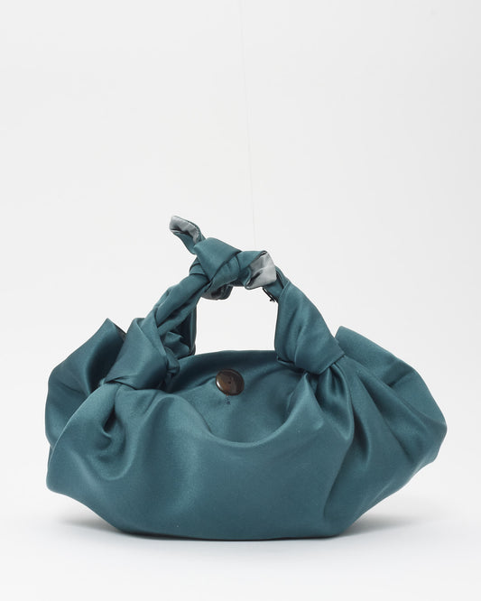 The Row Teal Satin Small Ascot Bag