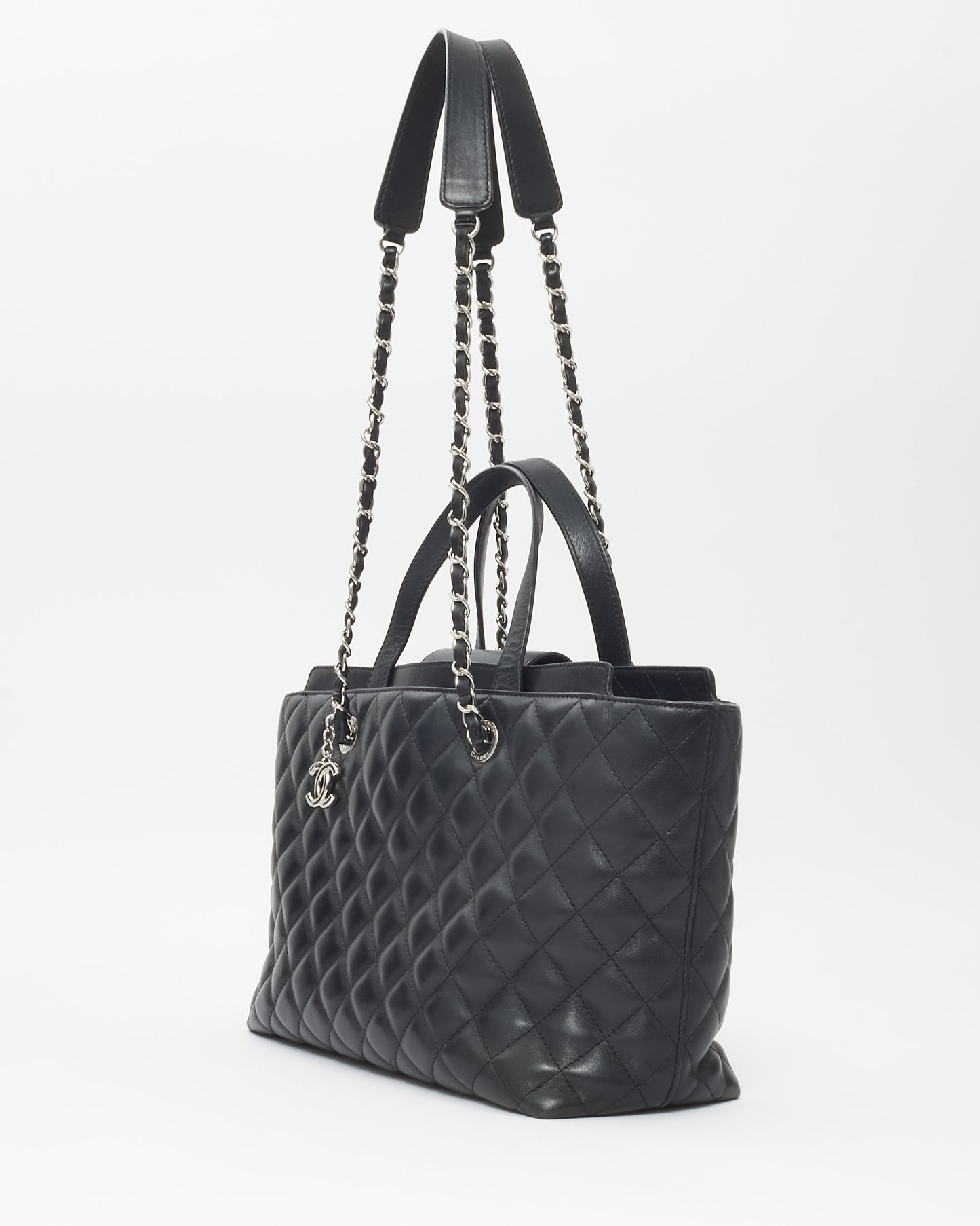 Chanel Black Quilted Calfskin Large Convertible Shopping Tote