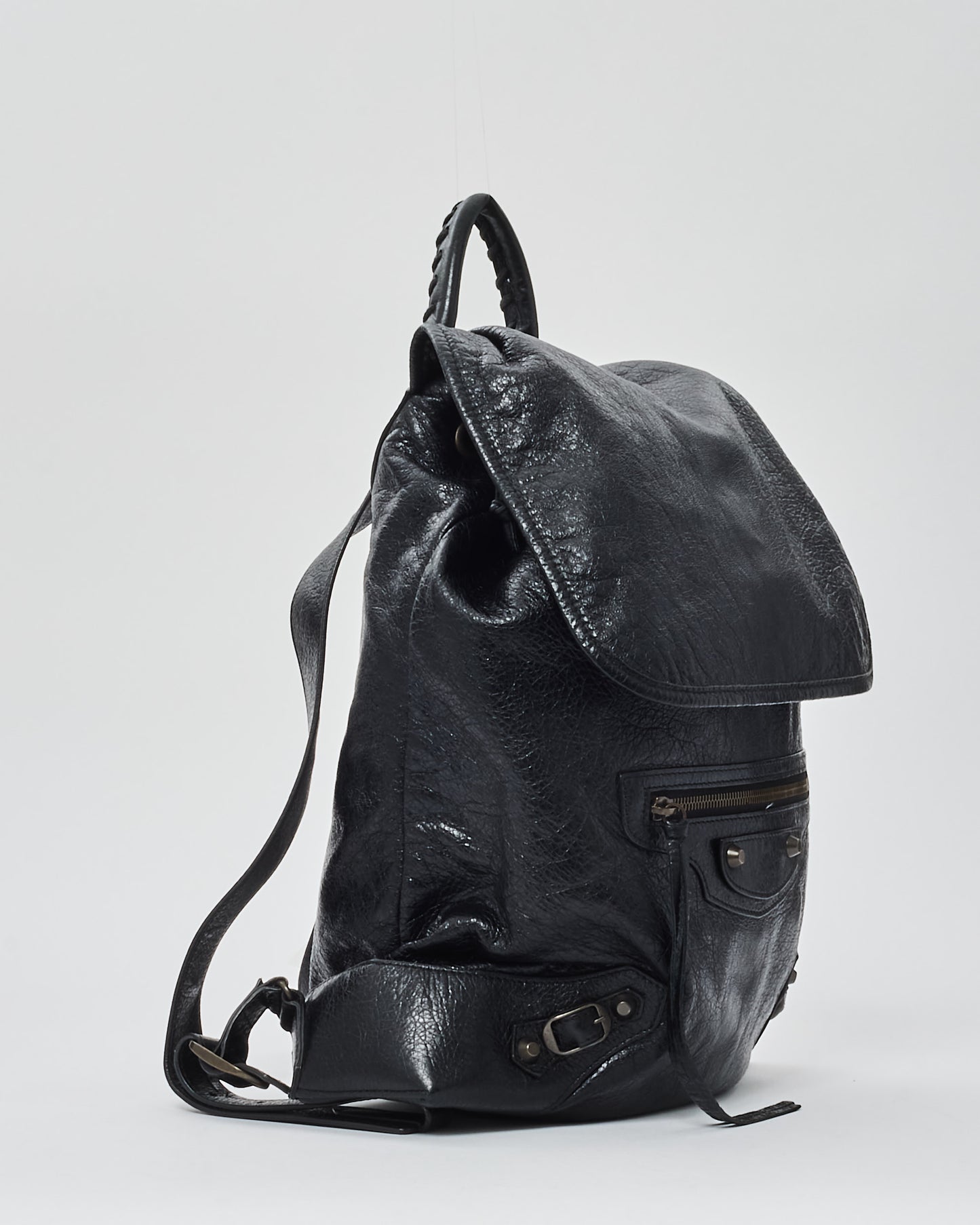 Balenciaga Black Leather Classic Traveller City Backpack