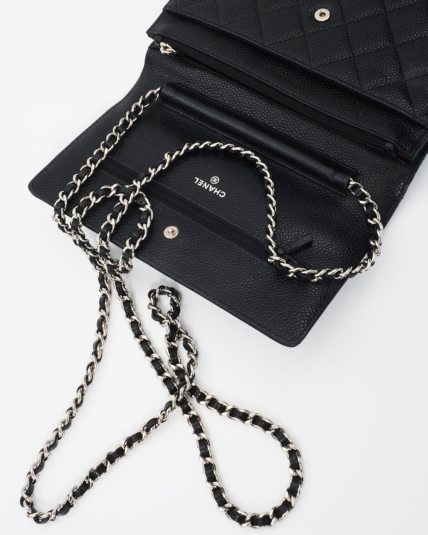 Chanel Black Caviar Leather Wallet On Chain SHW