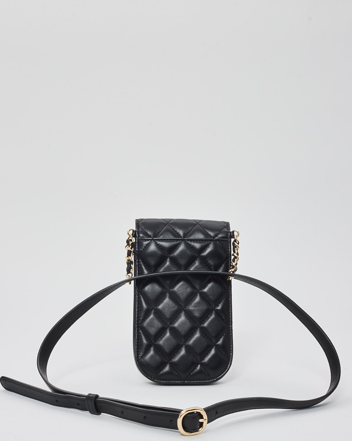 Chanel Black Lambskin Classic Phone Holder Belt Bag