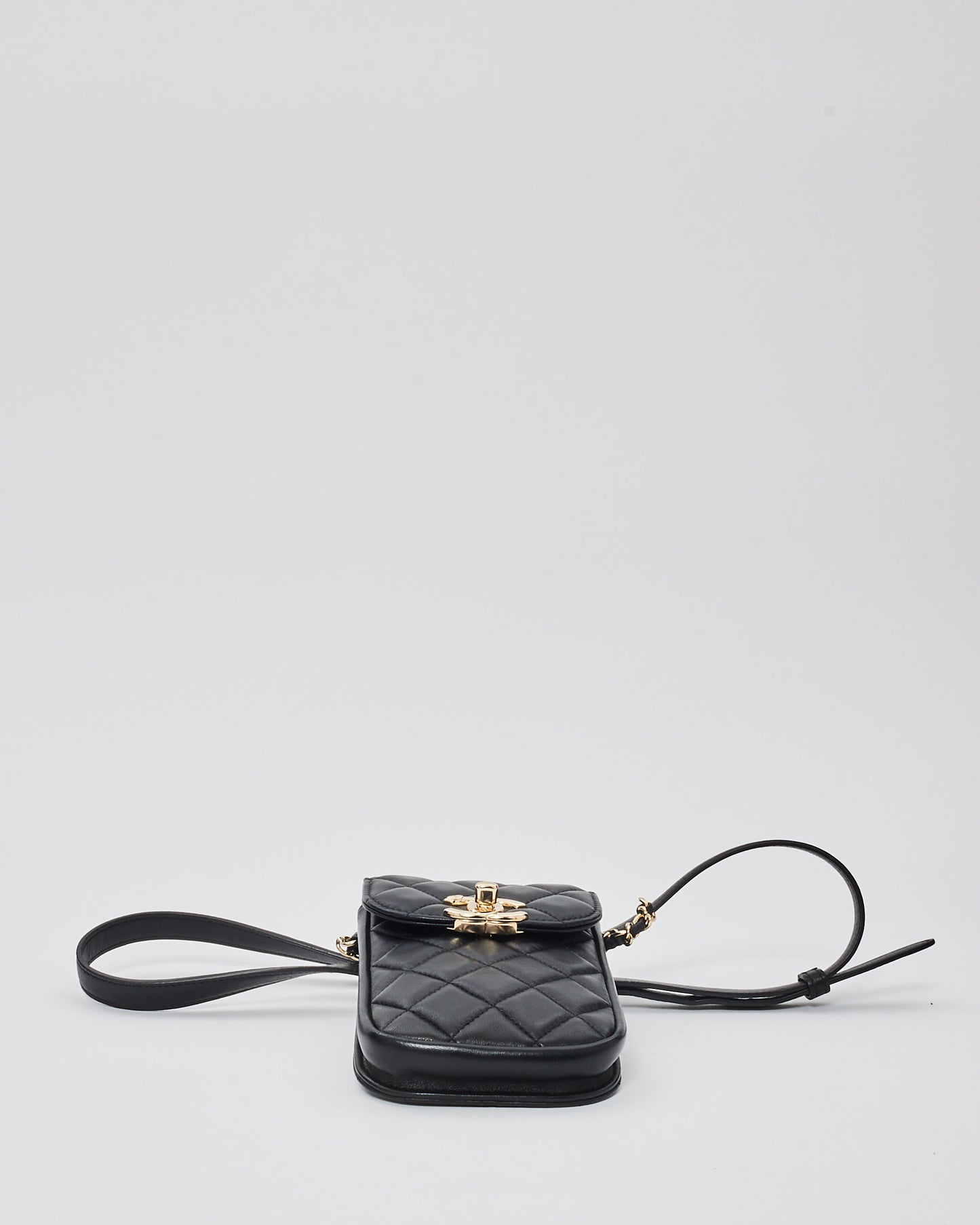 Chanel Black Lambskin Classic Phone Holder Belt Bag