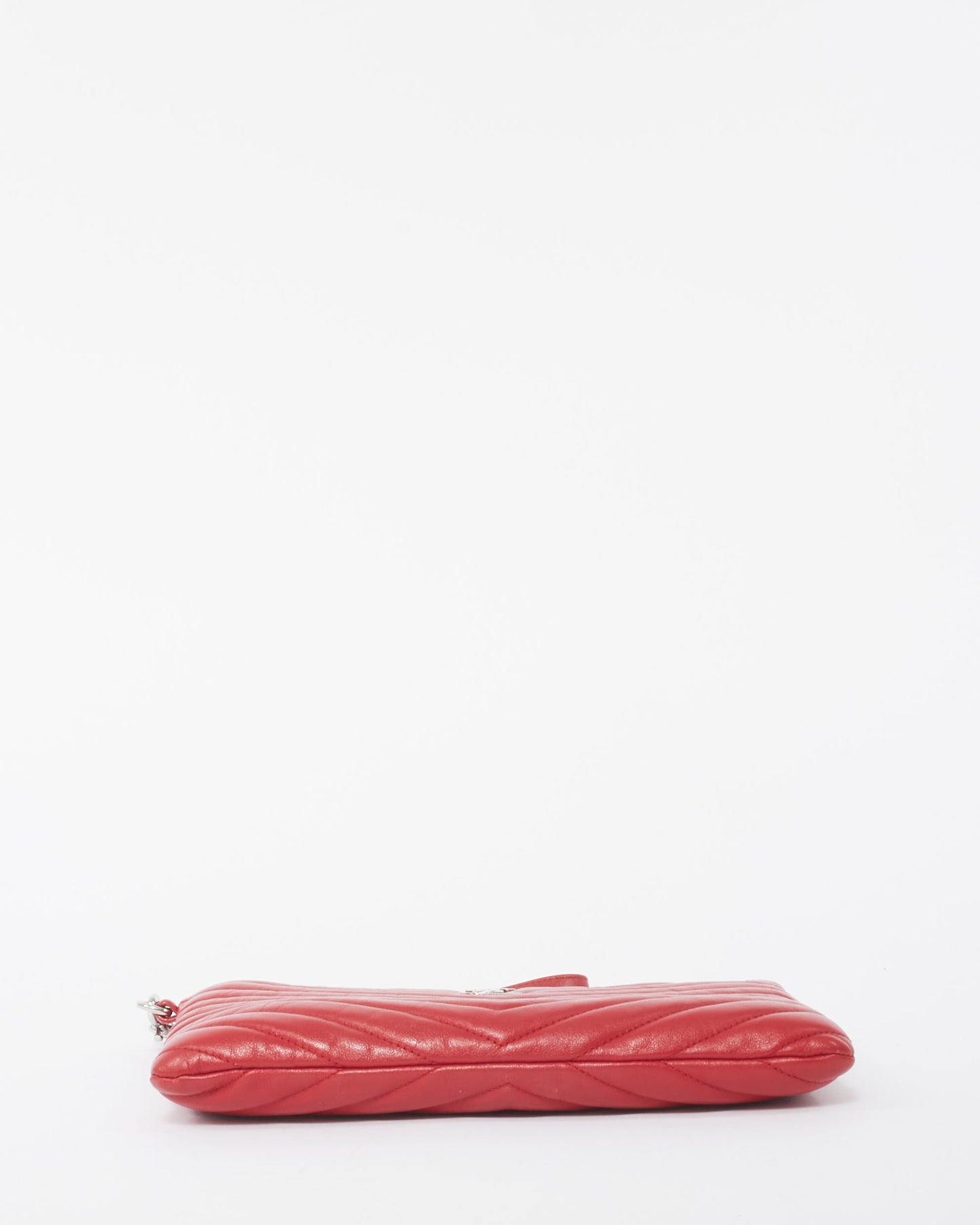 Saint Laurent Red Matelassé Leather Cassandre A5 Pouch