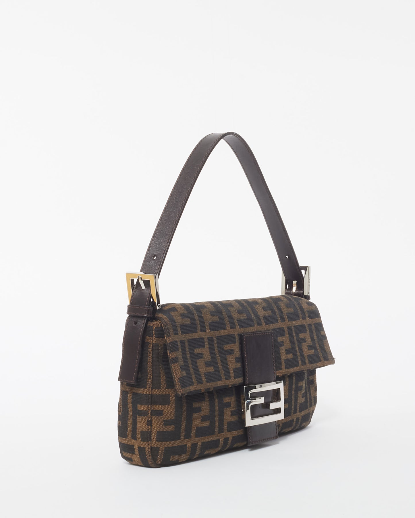 Fendi Brown Canvas Zucca Print Baguette Shoulder Bag