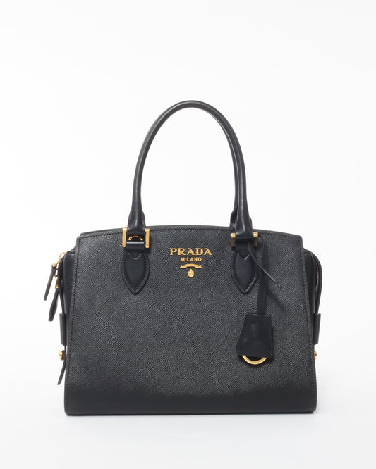 Prada Black Saffiano Leather Medium Two Way Bag