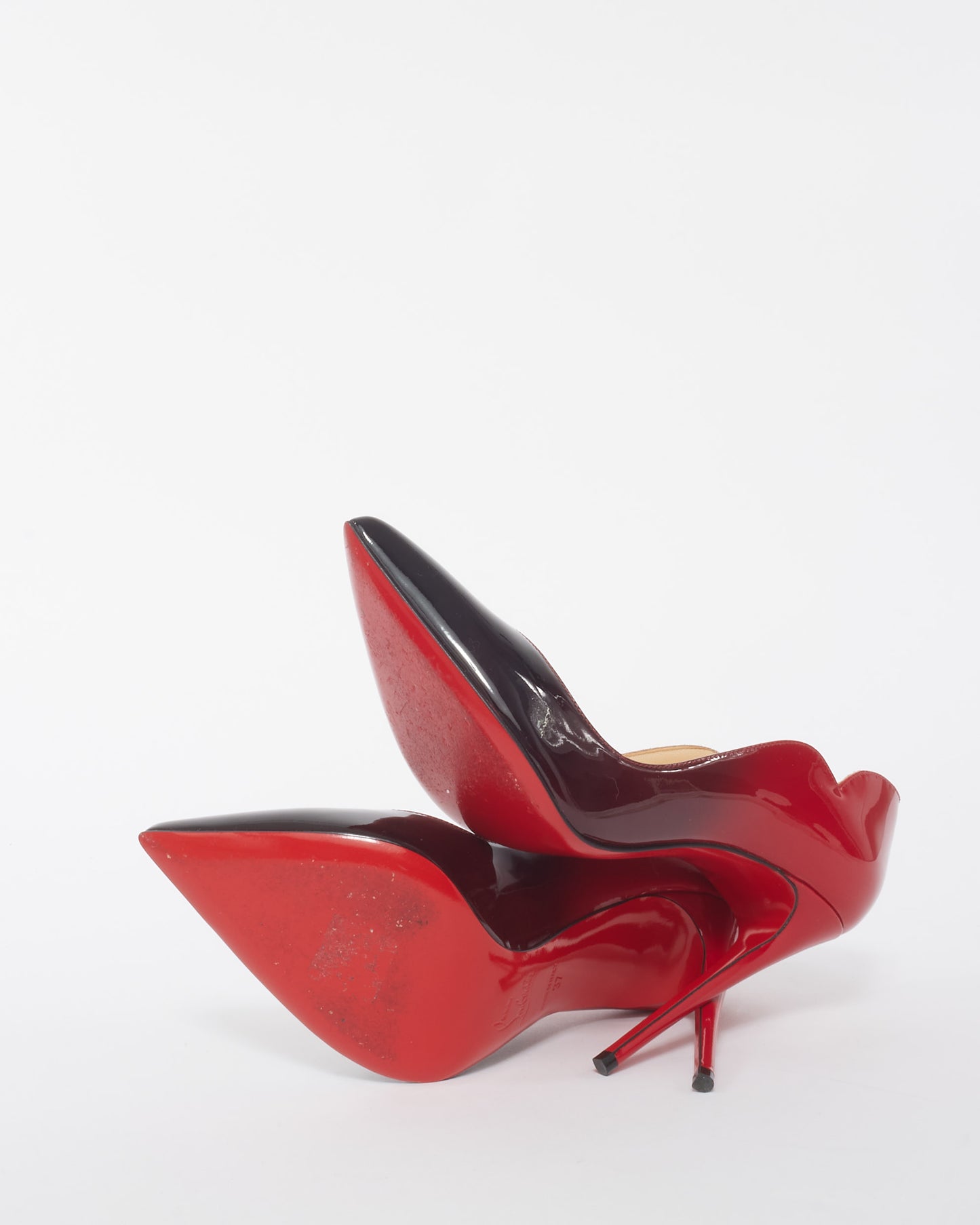 Christian Louboutin Black and Red Patent Leather Hot Chick 120mm Pumps - 37