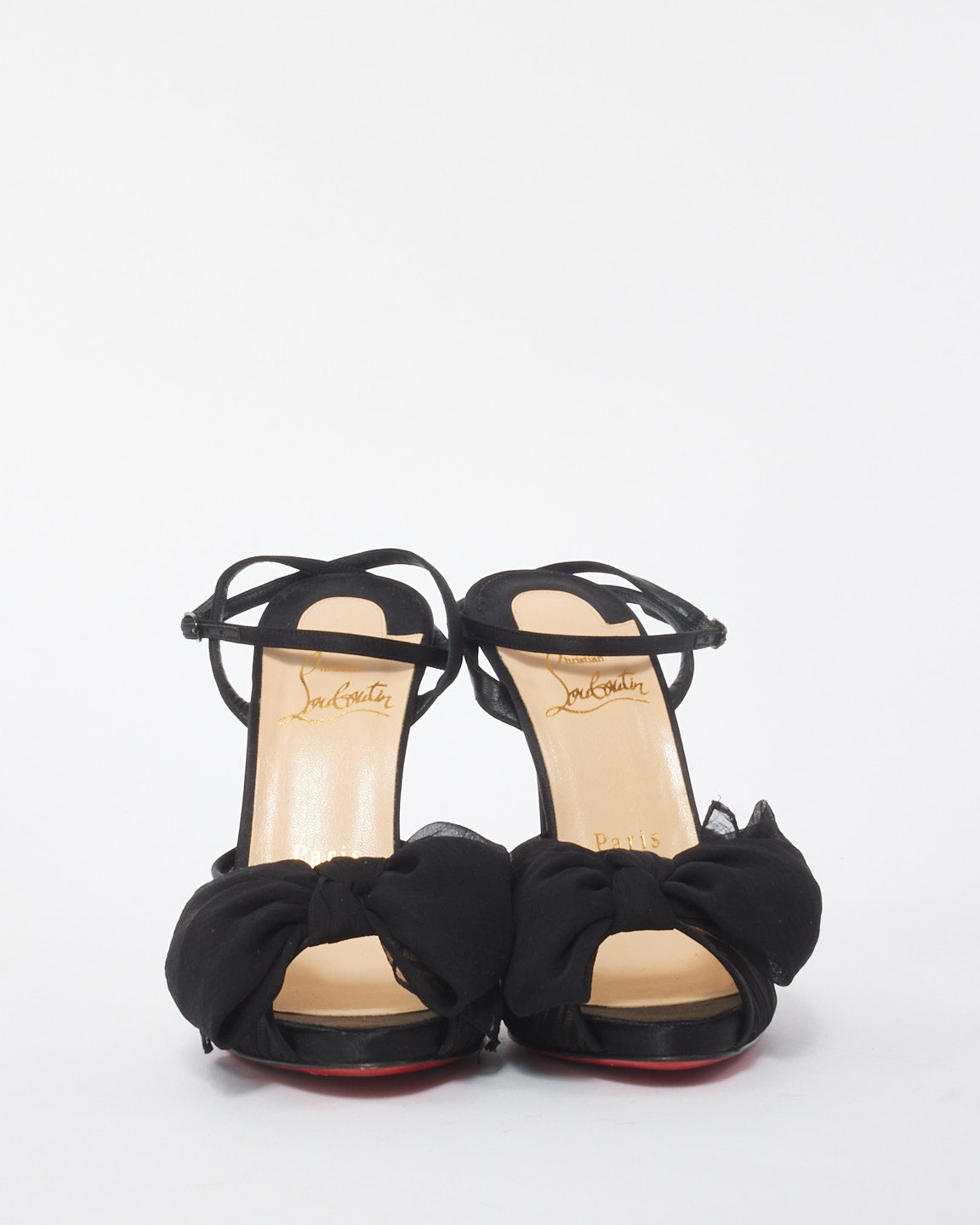 Christian Louboutin Black Crepe Satin Ruched Artydiva 120mm Platform Sandals - 37.5