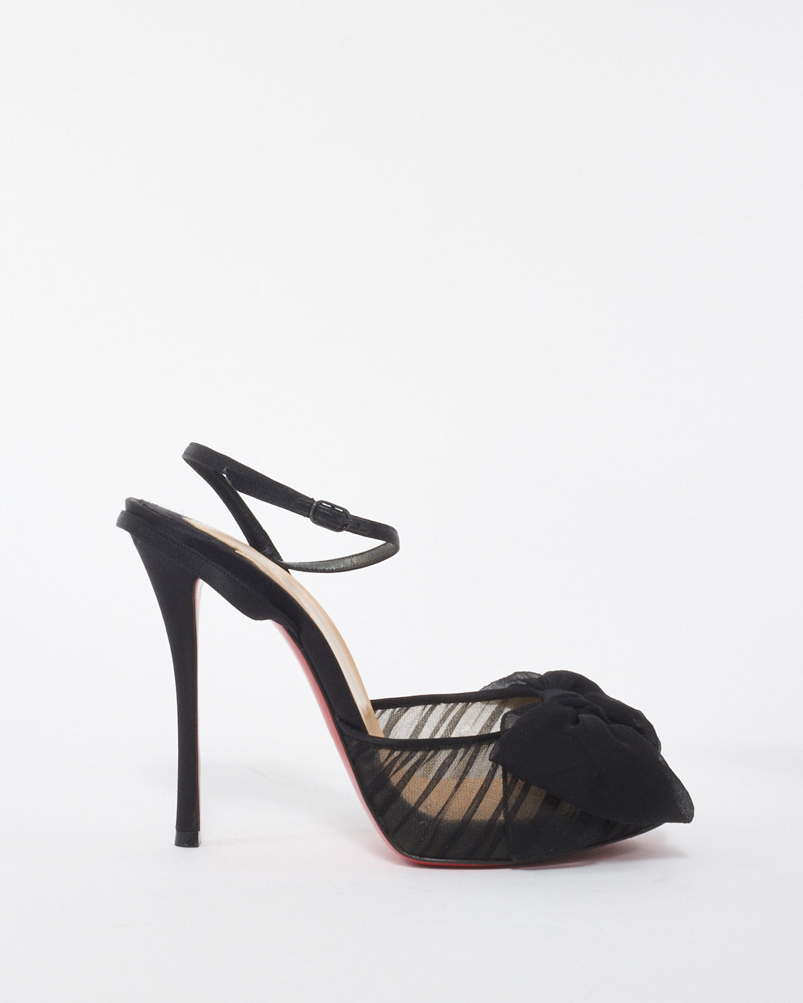 Christian Louboutin Black Crepe Satin Ruched Artydiva 120mm Platform Sandals - 37.5