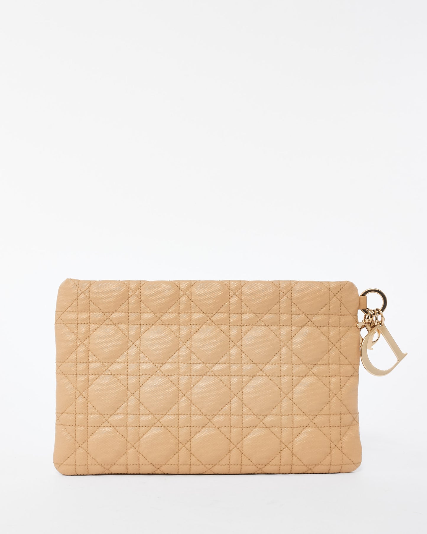 Dior Beige Quilted Coated Canvas Panarea Clutch Bag