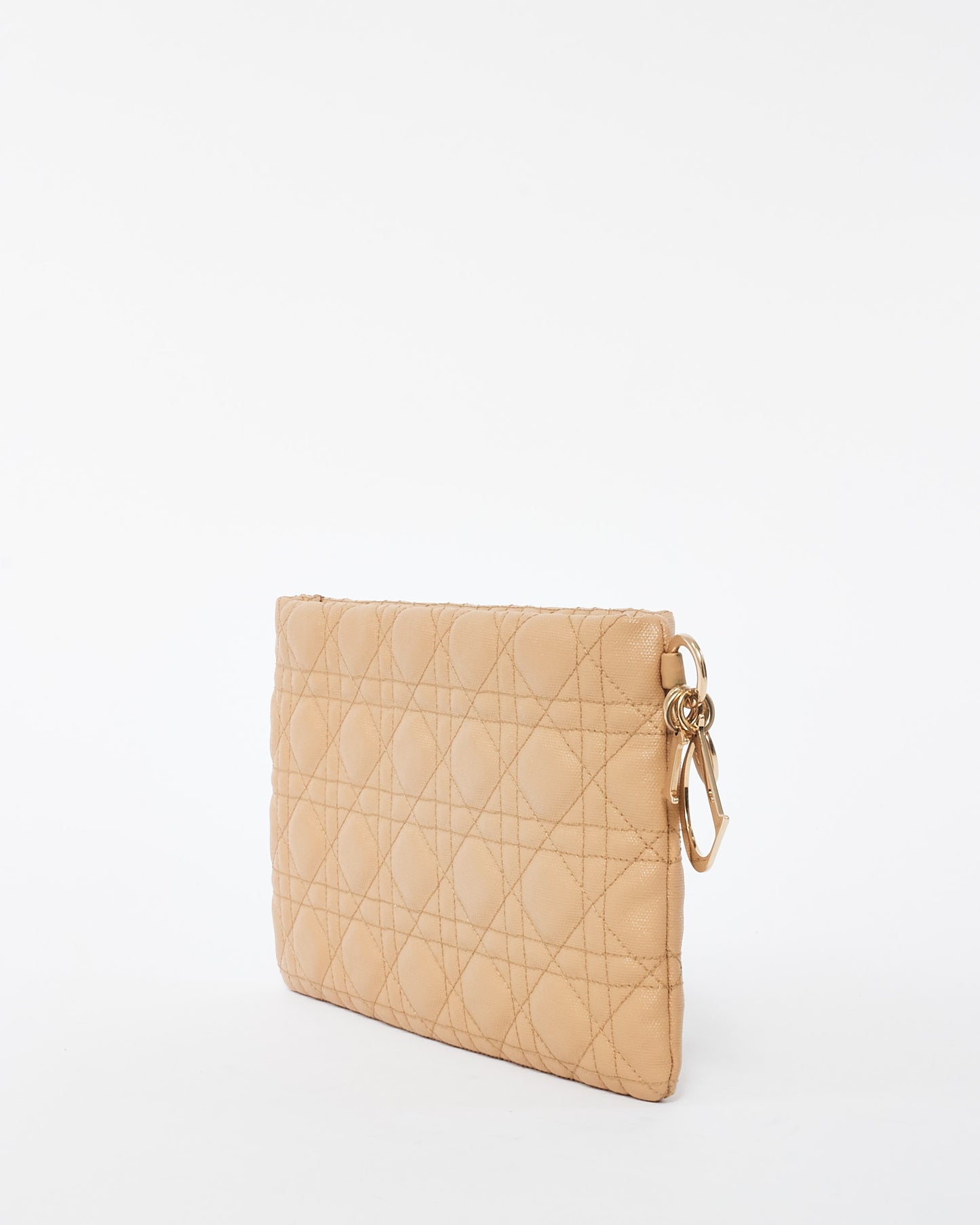 Dior Beige Quilted Coated Canvas Panarea Clutch Bag