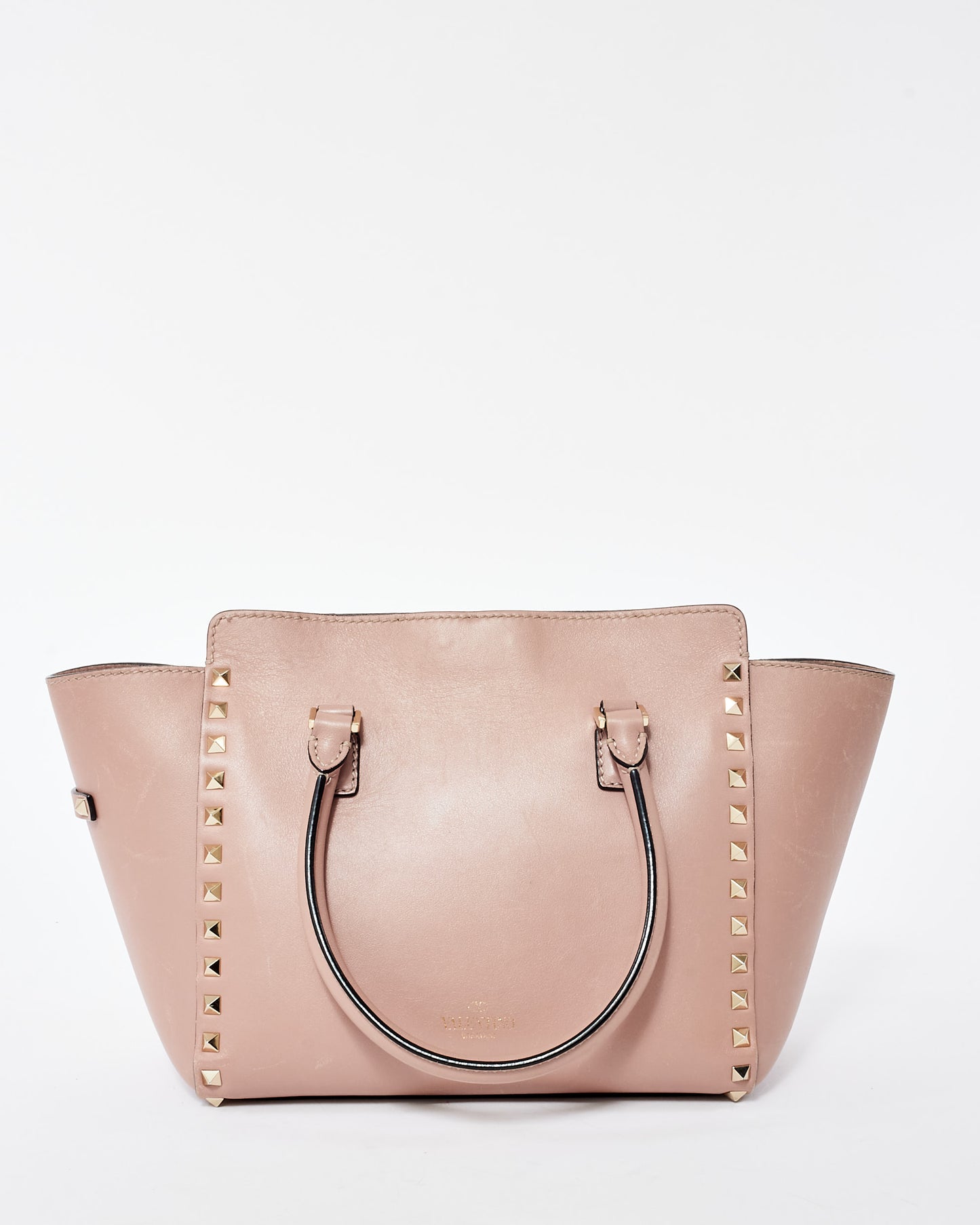 Valentino Taupe Leather Small Rockstud Tote