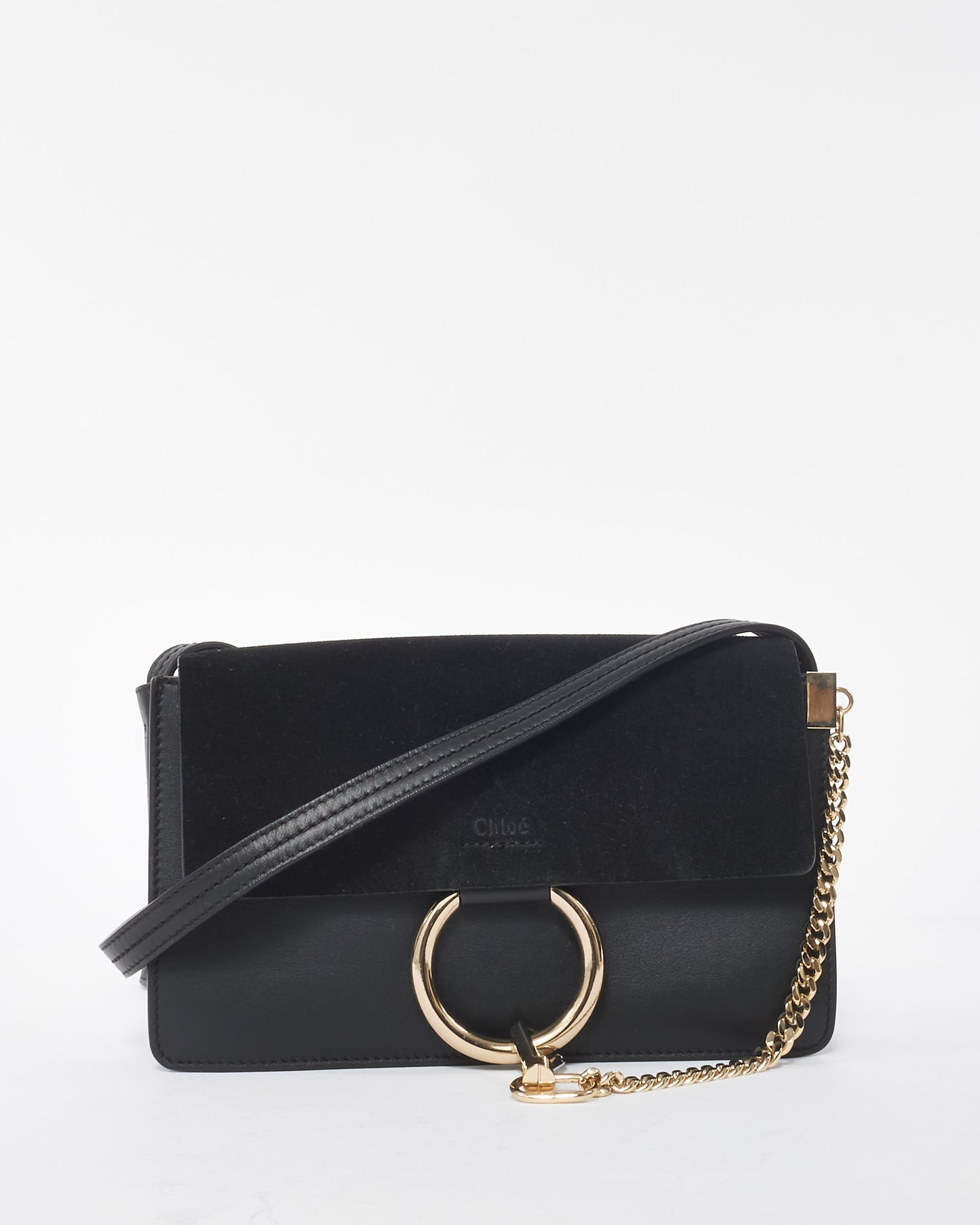 Chloé Black Suede & Leather Faye Crossbody Bag