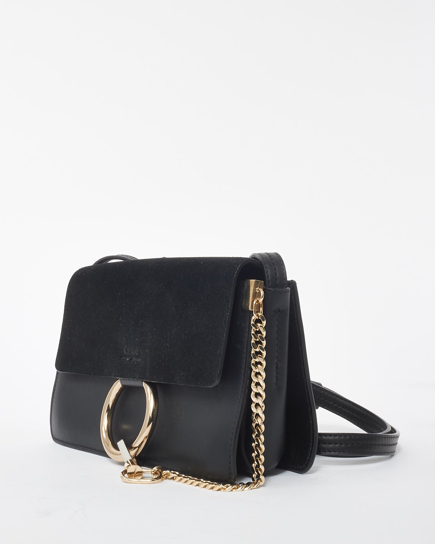 Chloé Black Suede & Leather Faye Crossbody Bag