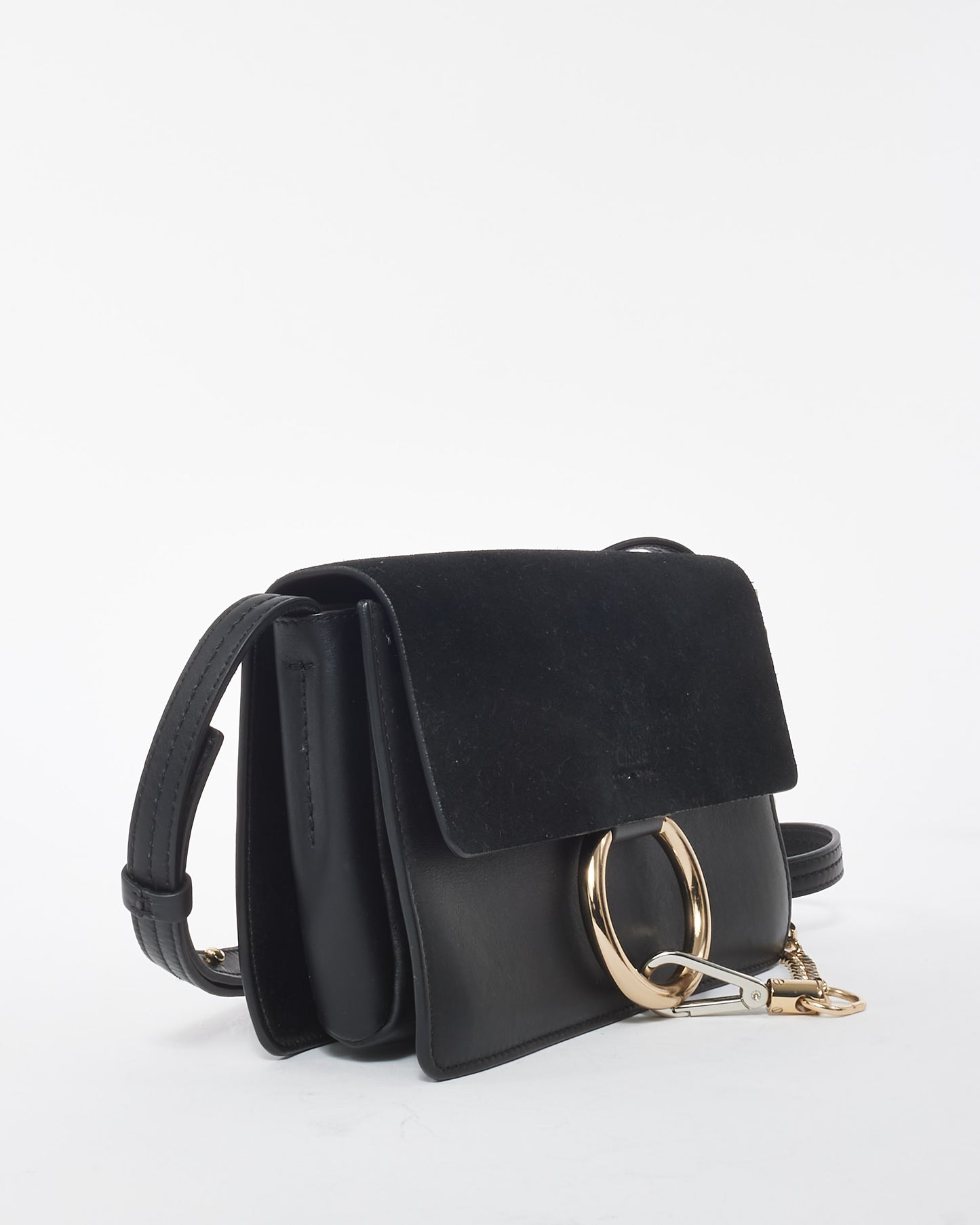 Chloé Black Suede & Leather Faye Crossbody Bag