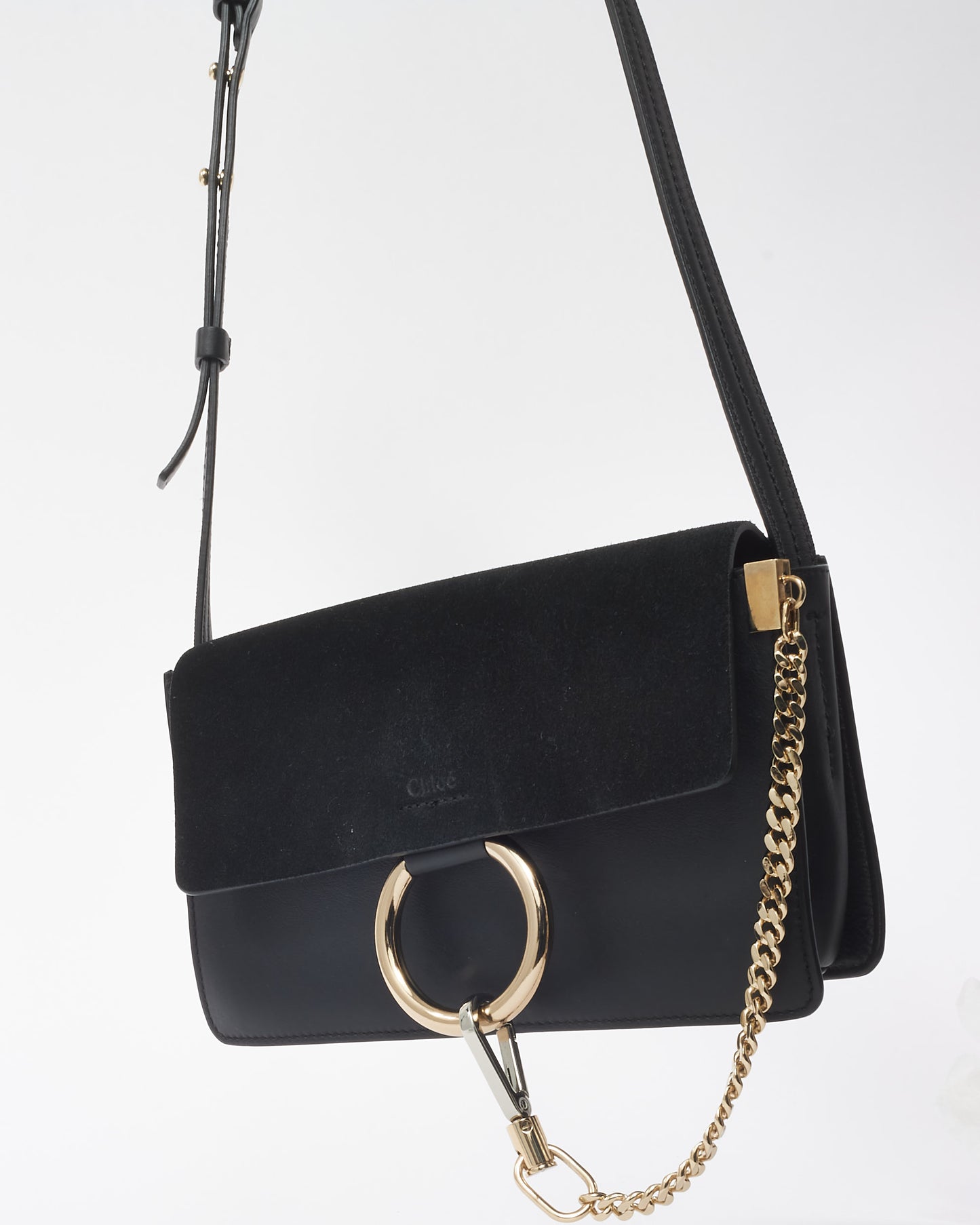 Chloé Black Suede & Leather Faye Crossbody Bag