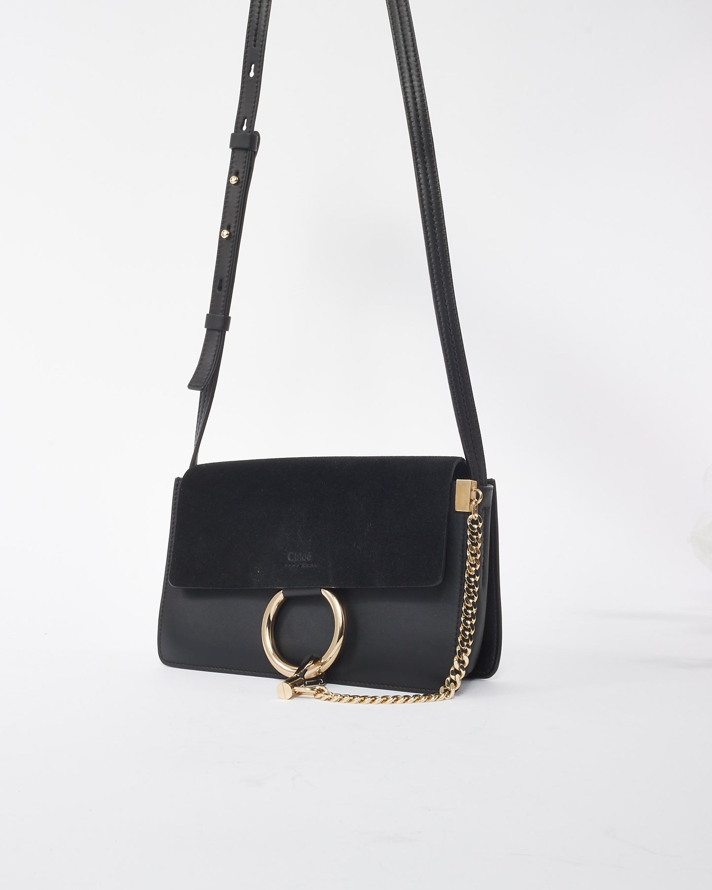 Chloé Black Suede & Leather Faye Crossbody Bag