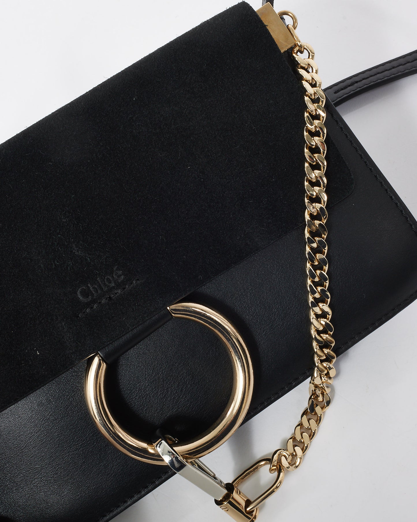 Chloé Black Suede & Leather Faye Crossbody Bag