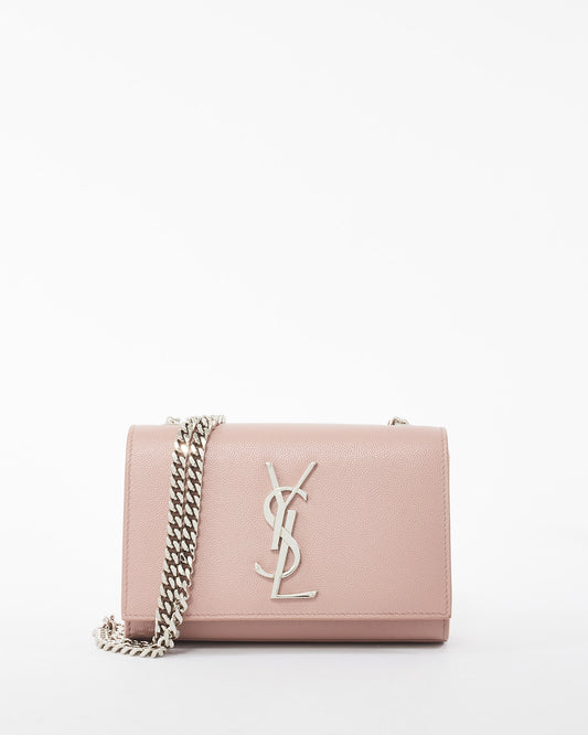 Saint Laurent Blush Pink Grain de Poudre Embossed Leather Small Kate Bag