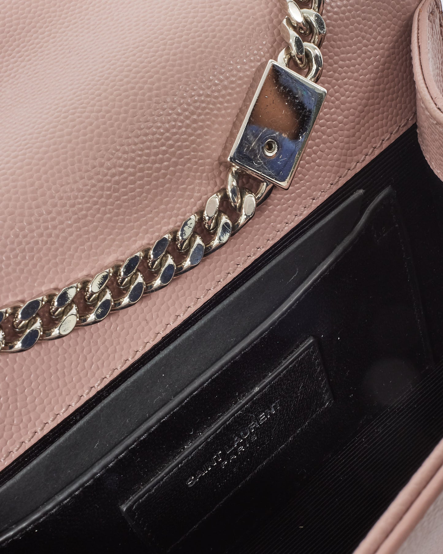 Saint Laurent Blush Pink Grain de Poudre Embossed Leather Small Kate Bag