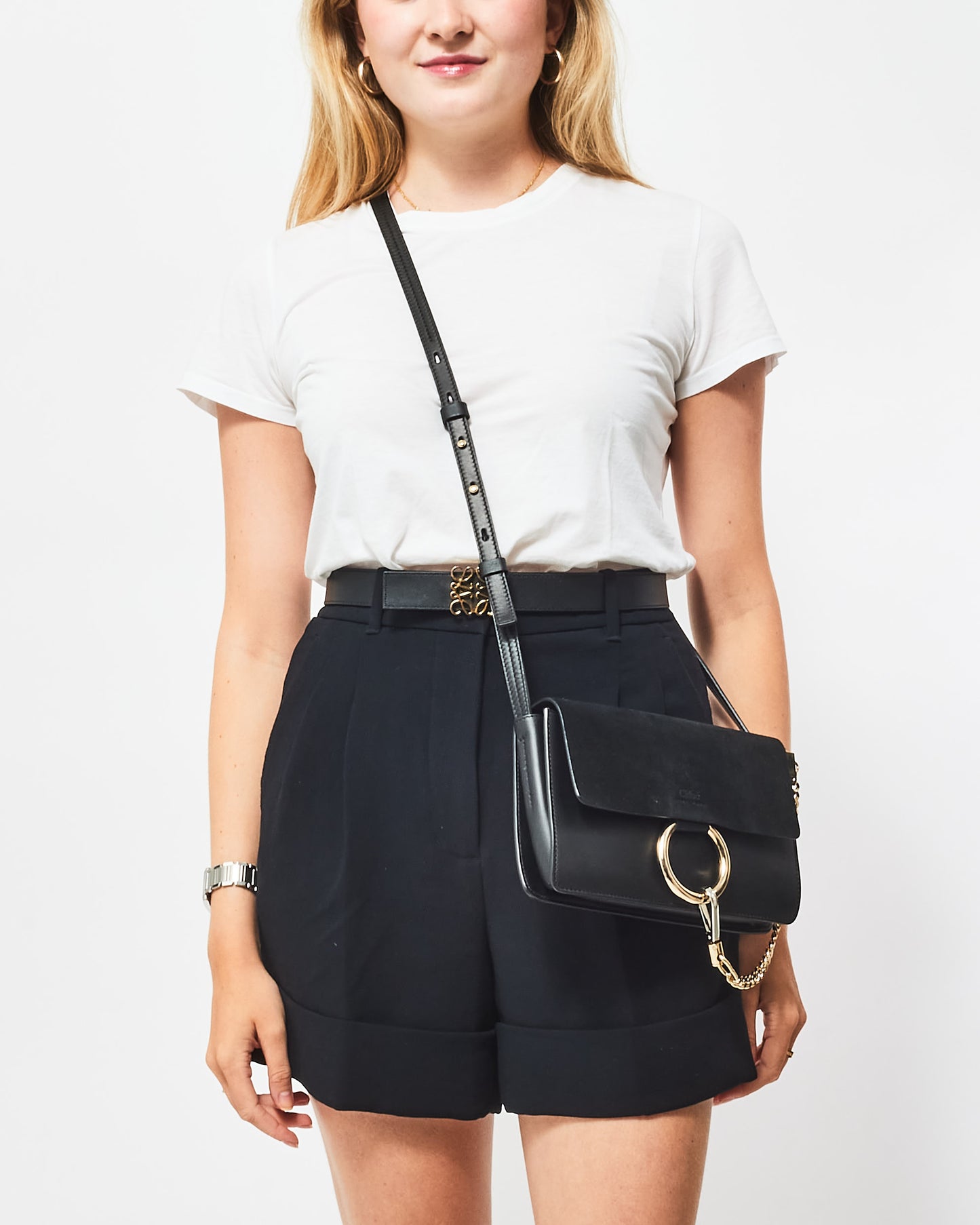 Chloé Black Suede & Leather Faye Crossbody Bag