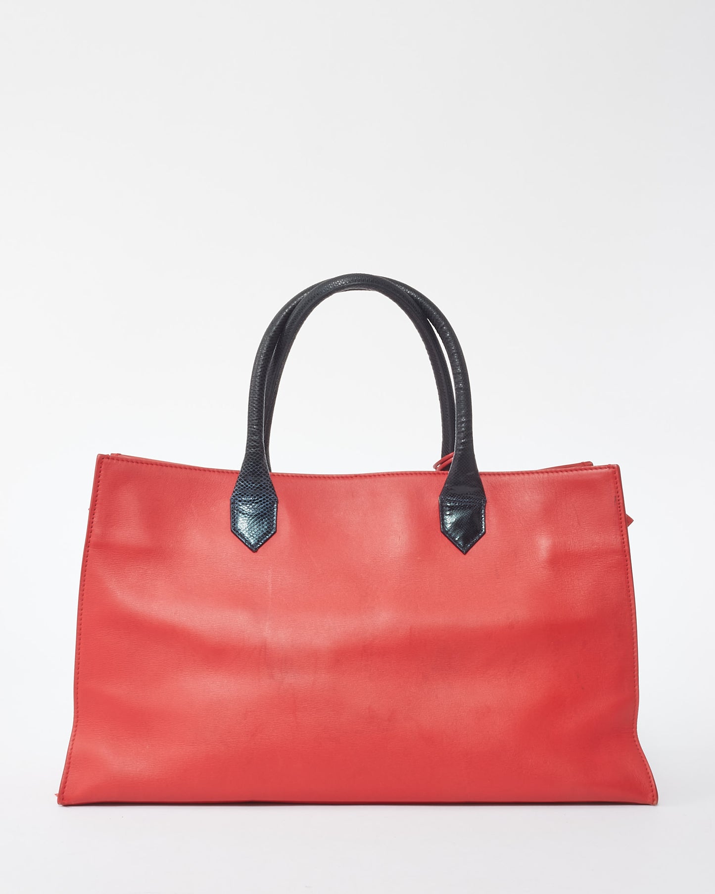 Balenciaga Red Leather Padlock Nude Work S Top Handle Bag