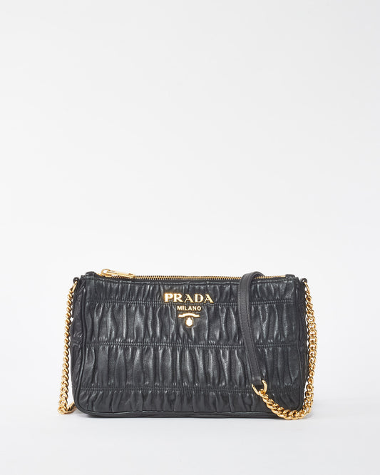 Prada Black Nappa Leather Gaufre Crossbody Bag