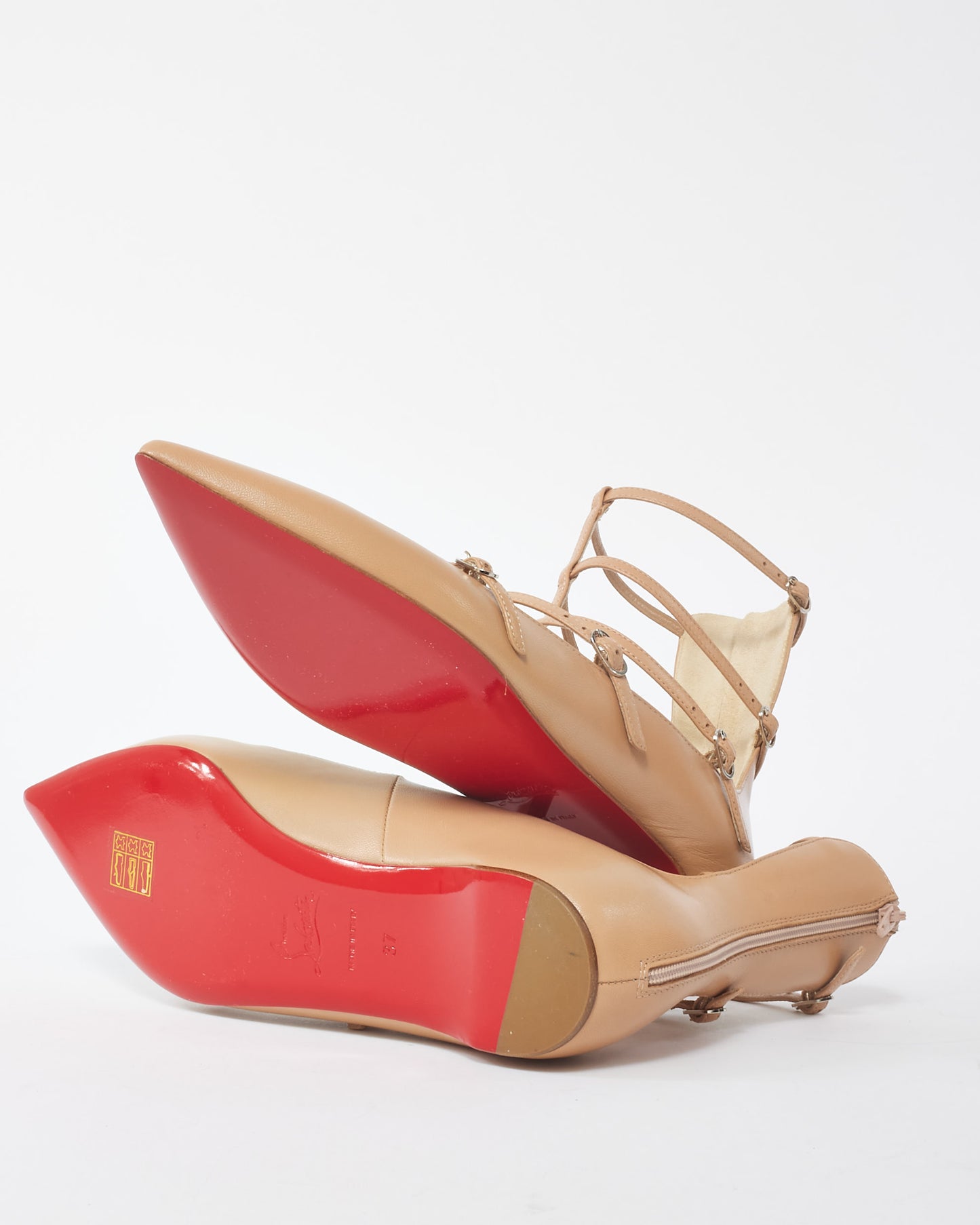 Christian Louboutin Beige Leather Gladiator Toerless Muse Flats - 37