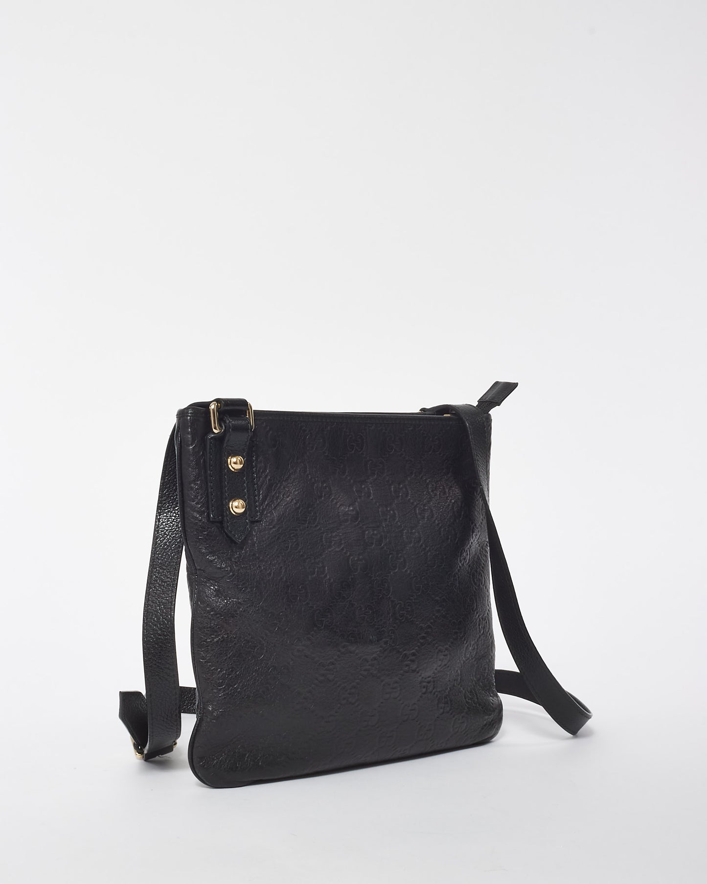 Gucci Black Leather Guccissima Messenger Bag