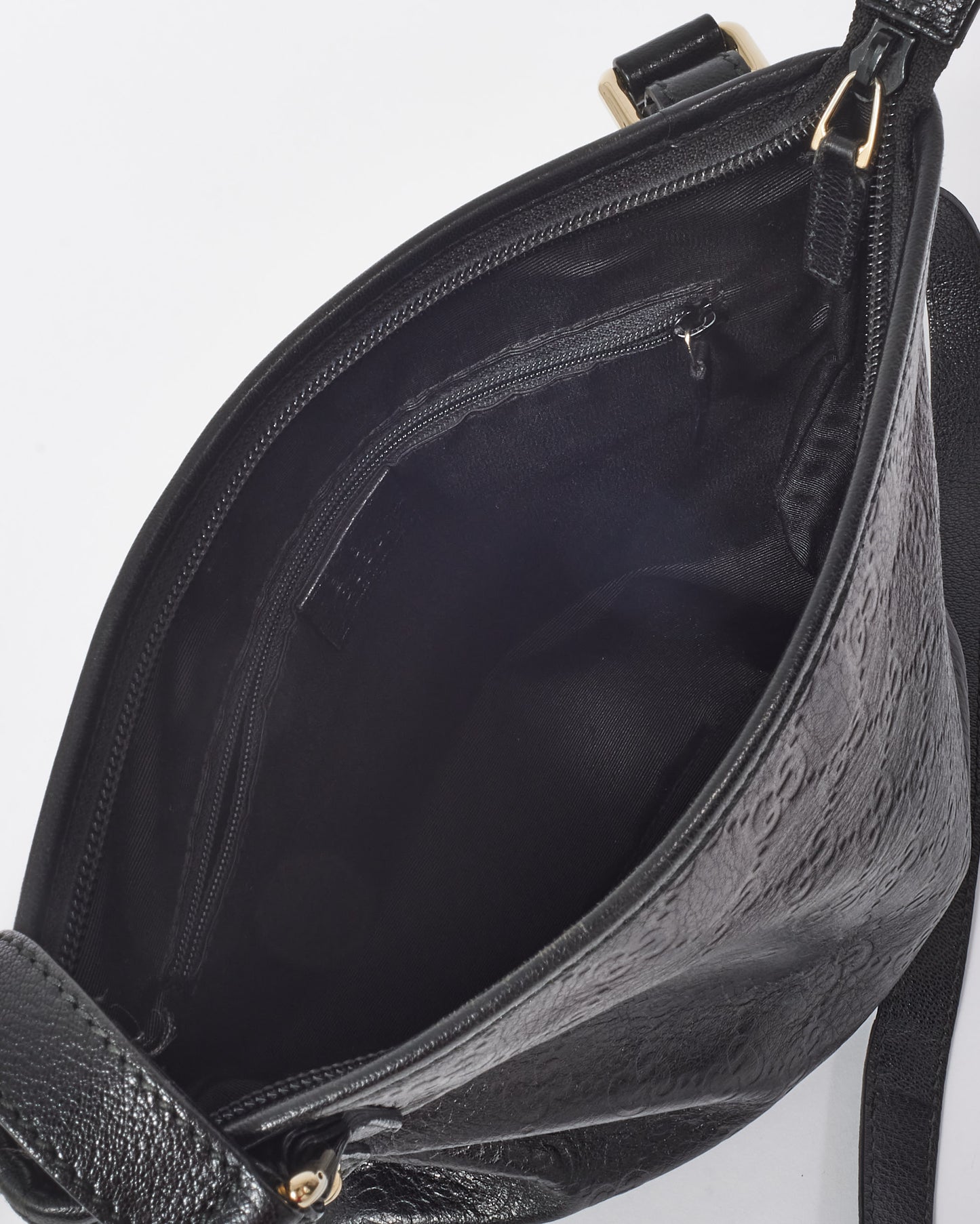 Gucci Black Leather Guccissima Messenger Bag