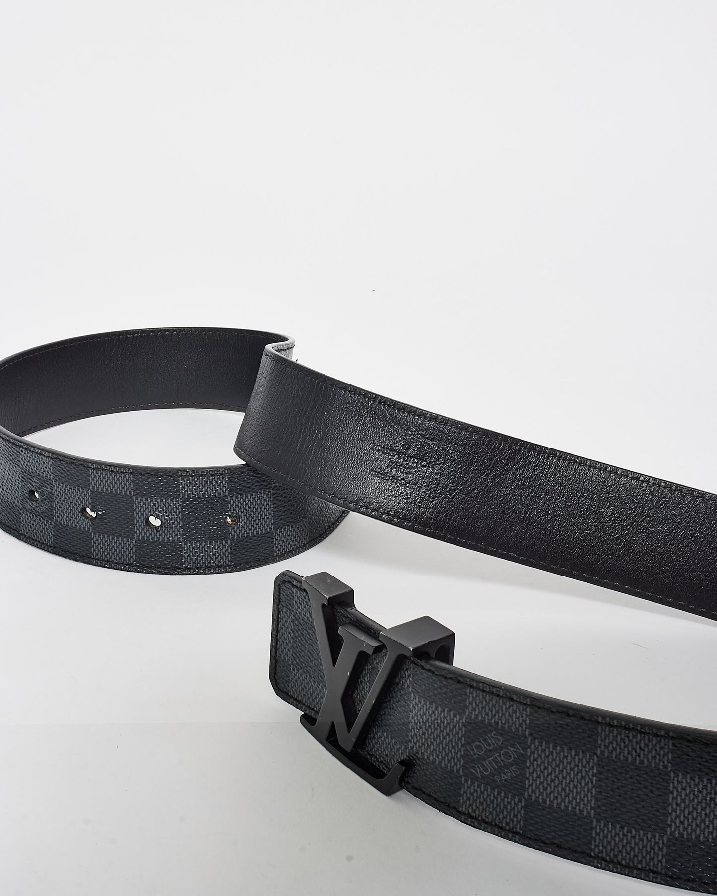 Louis Vuitton Damier Graphite Initiales 40mm Matte Black Belt - 90/36