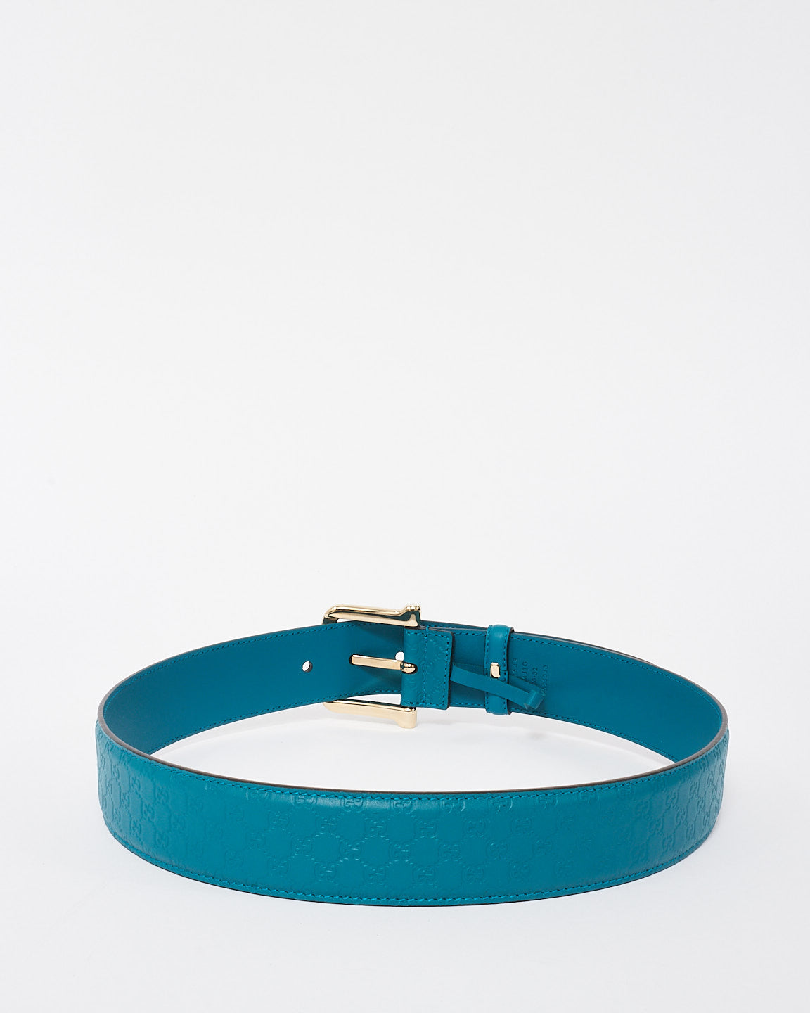 Gucci Blue Calfskin Leather Microguccissima Margaux Belt - 80/32