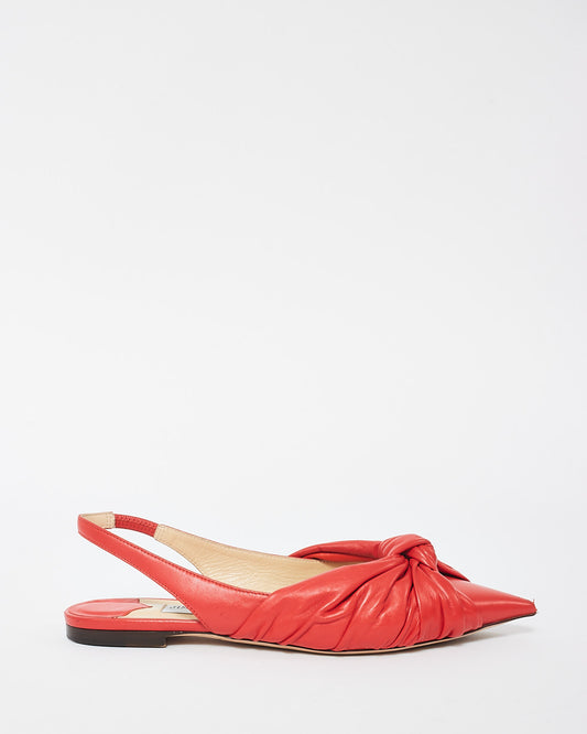 Jimmy Choo Red Leather Annabell Slingback Flats - 37