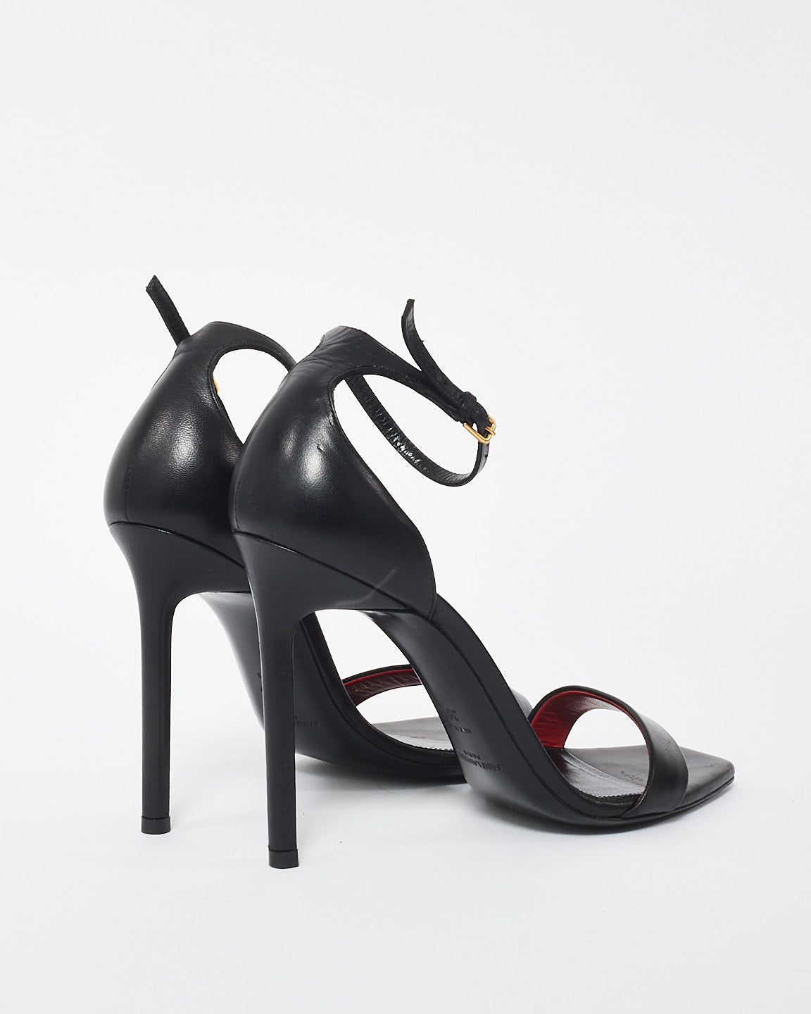 Saint Laurent Black Leather Amber Sandals - 38.5