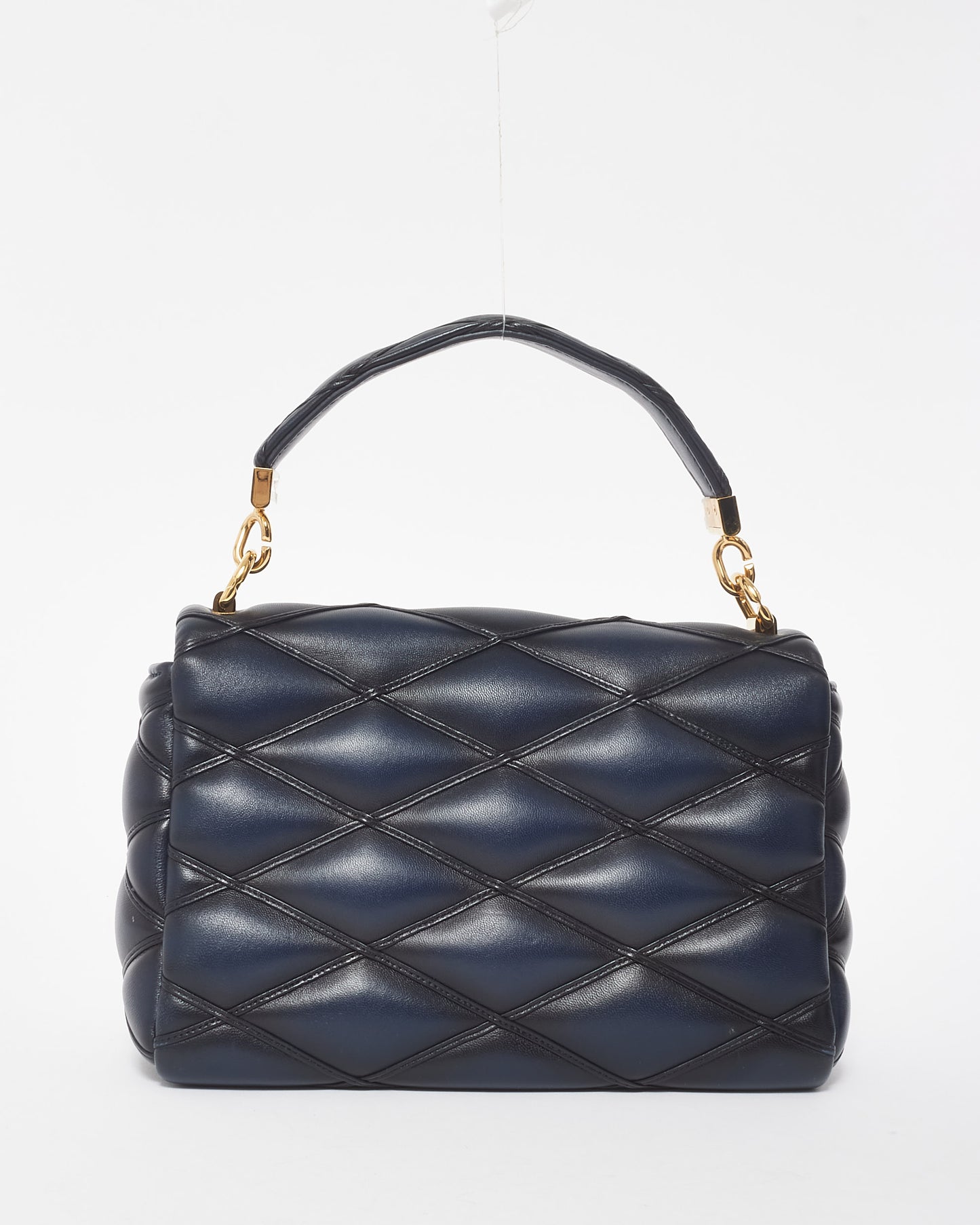 Louis Vuitton Black & Navy Leather Malletage MM Top Handle Bag