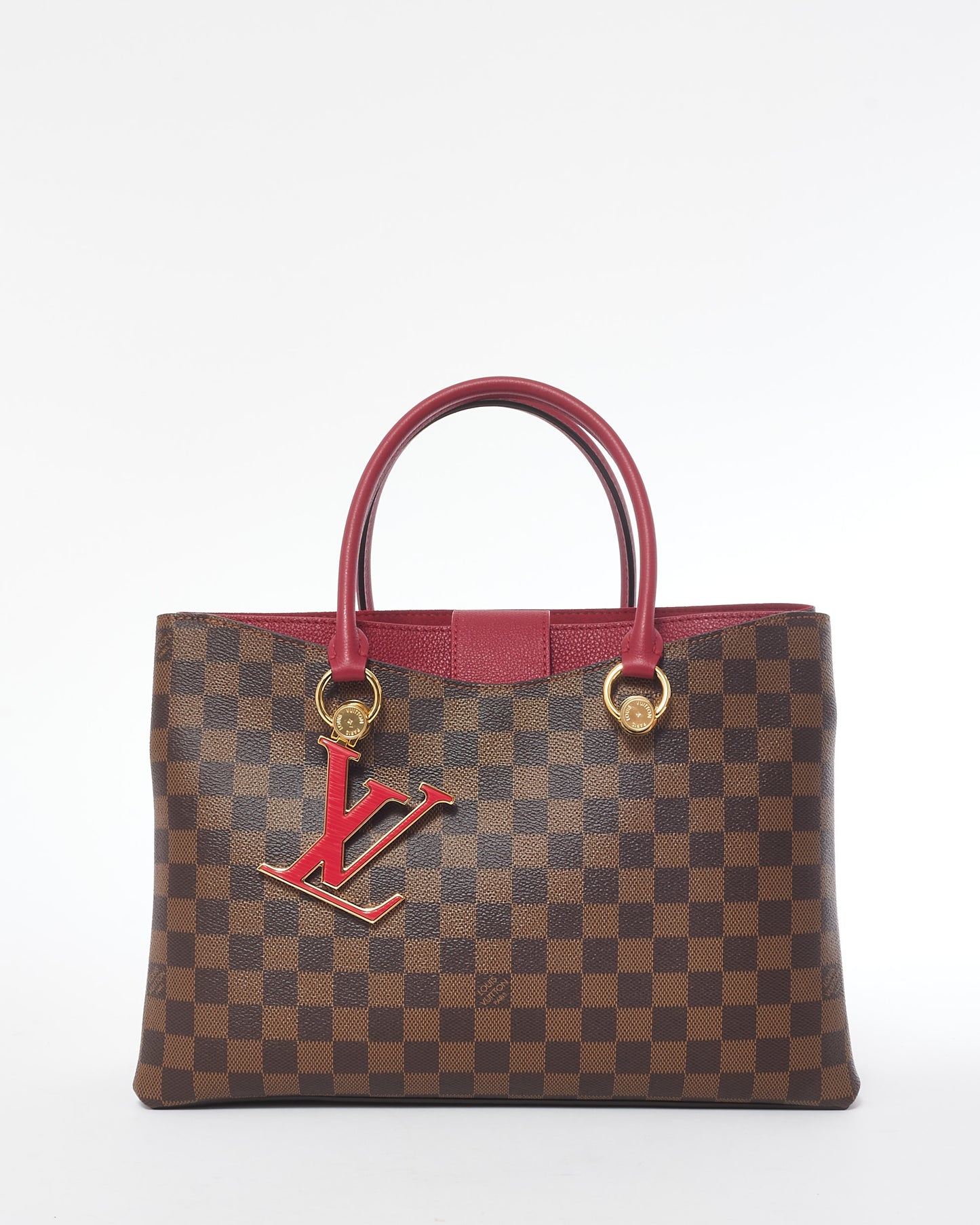 Louis Vuitton Damier Ebene Coated Canvas & Fushia Riverside Tote