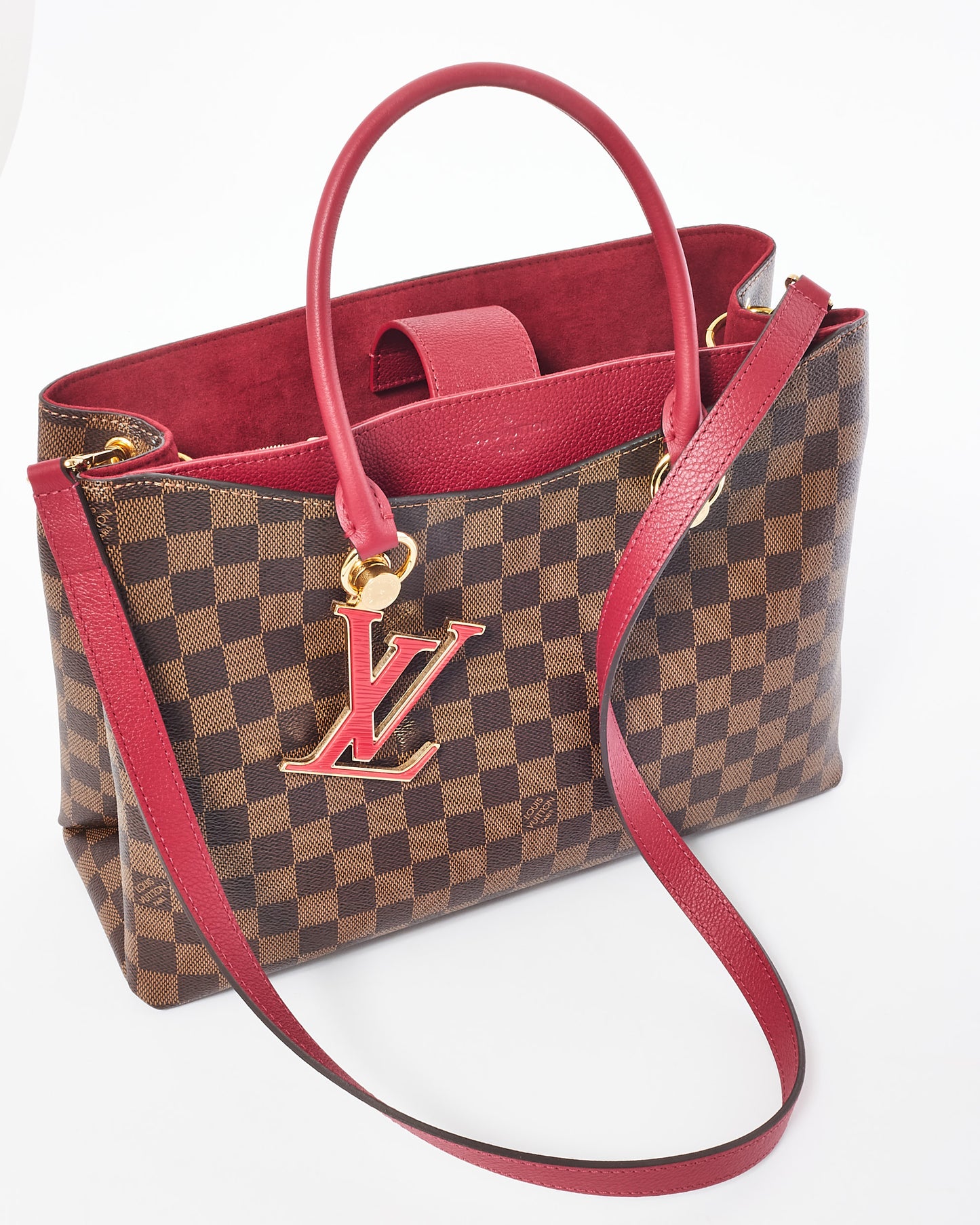 Louis Vuitton Damier Ebene Coated Canvas & Fushia Riverside Tote