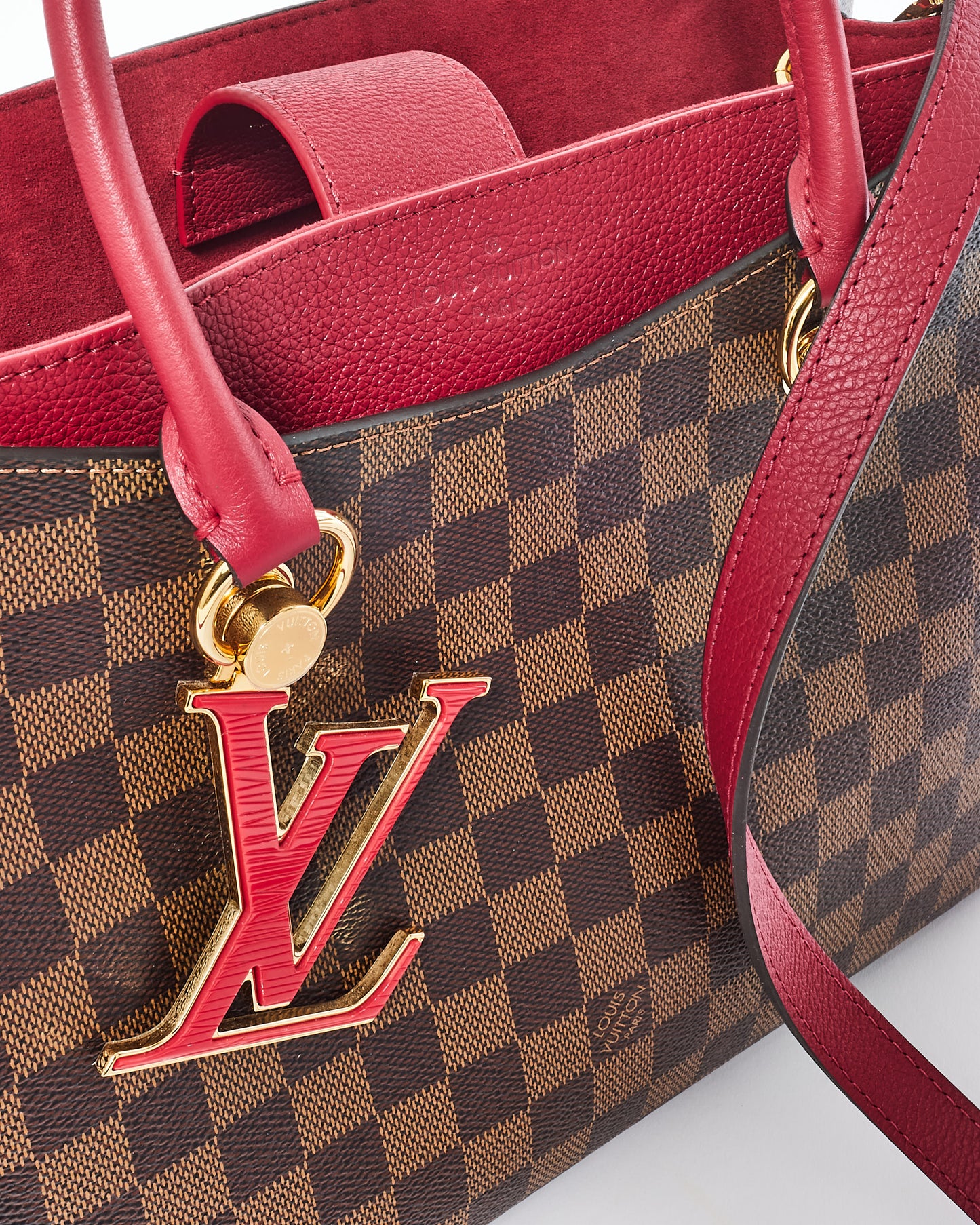 Louis Vuitton Damier Ebene Coated Canvas & Fushia Riverside Tote