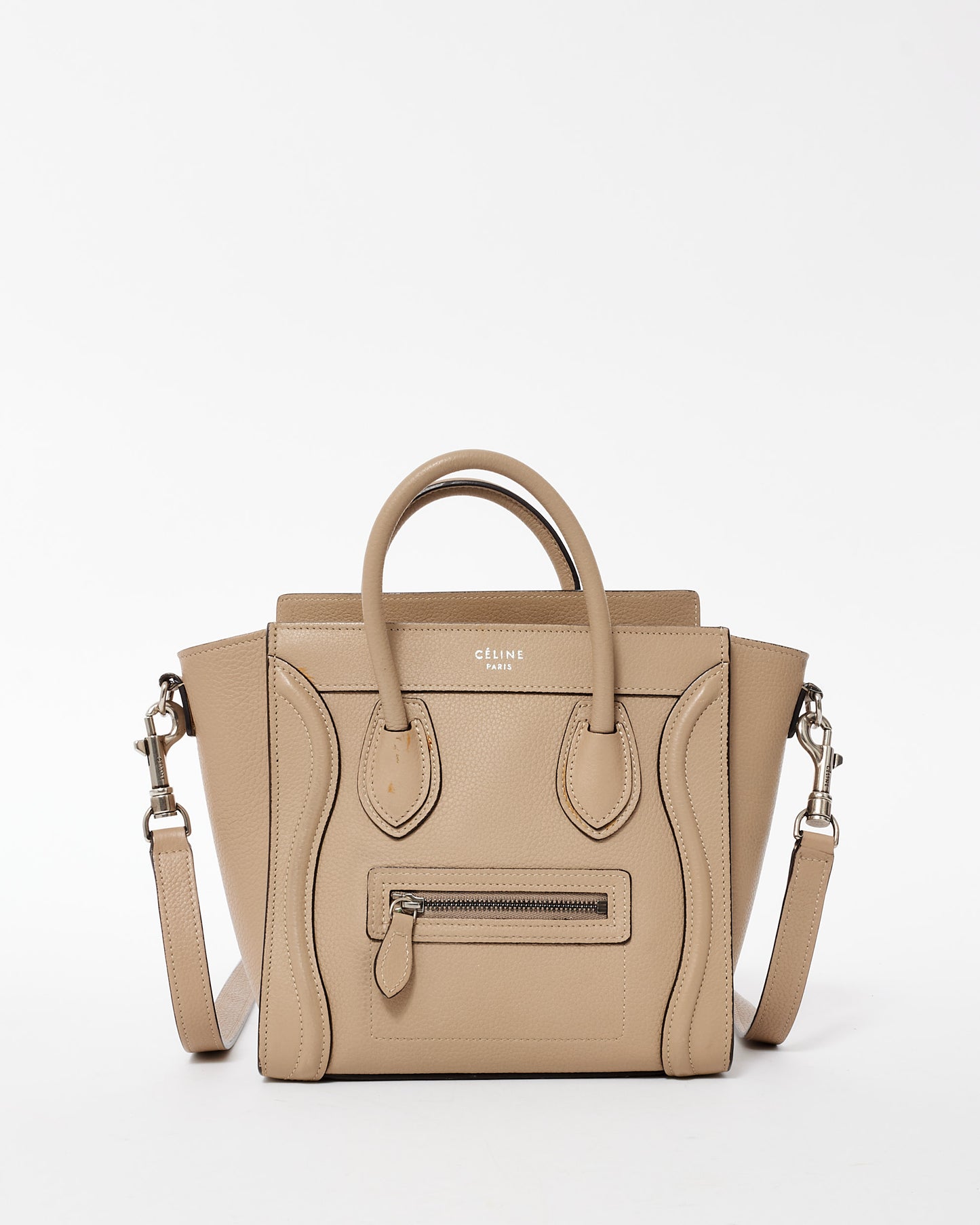 Celine Beige Leather Nano Luggage Tote