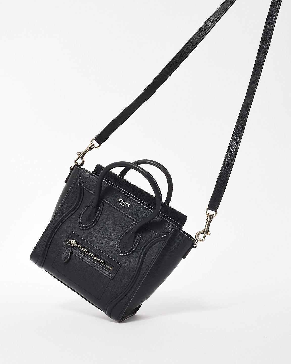 Celine Black Leather Nano Luggage Tote