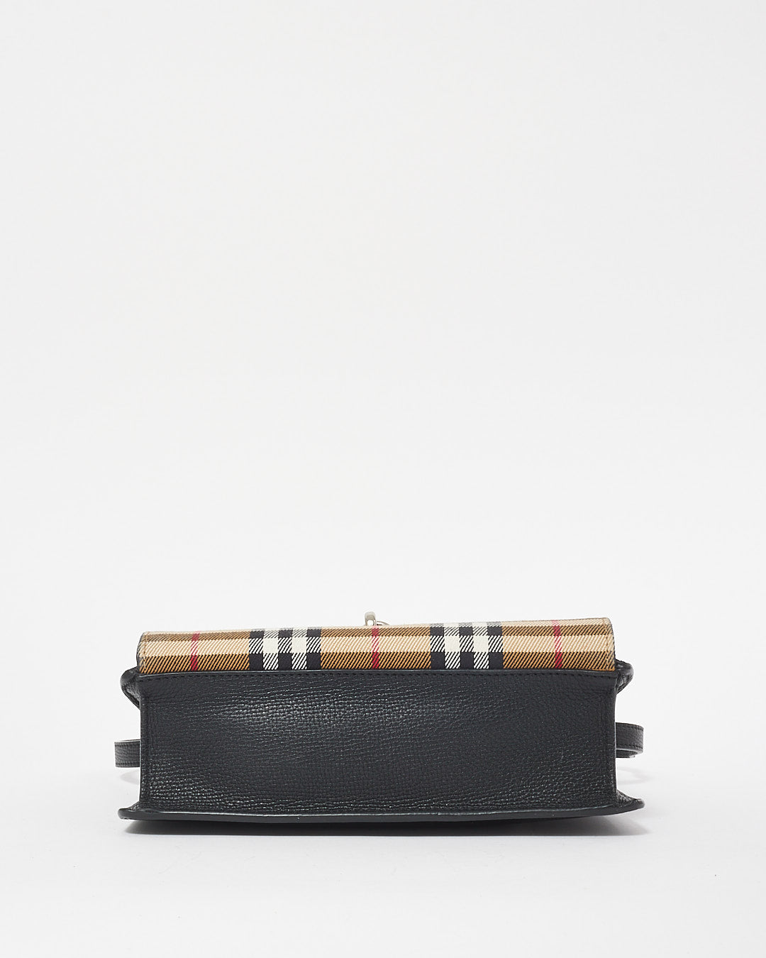 Burberry Check Canvas & Black Leather Small Macken Crossbody Bag