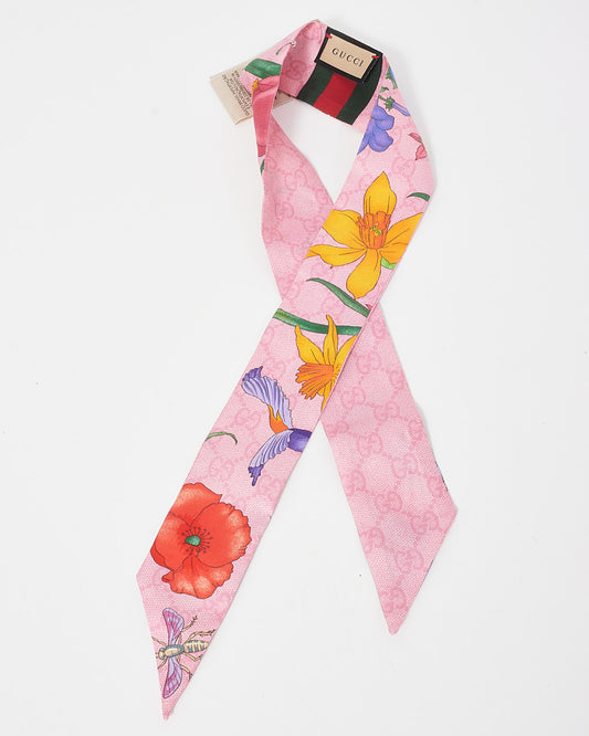 Gucci Pink Monogram & Multi Floral Twilly