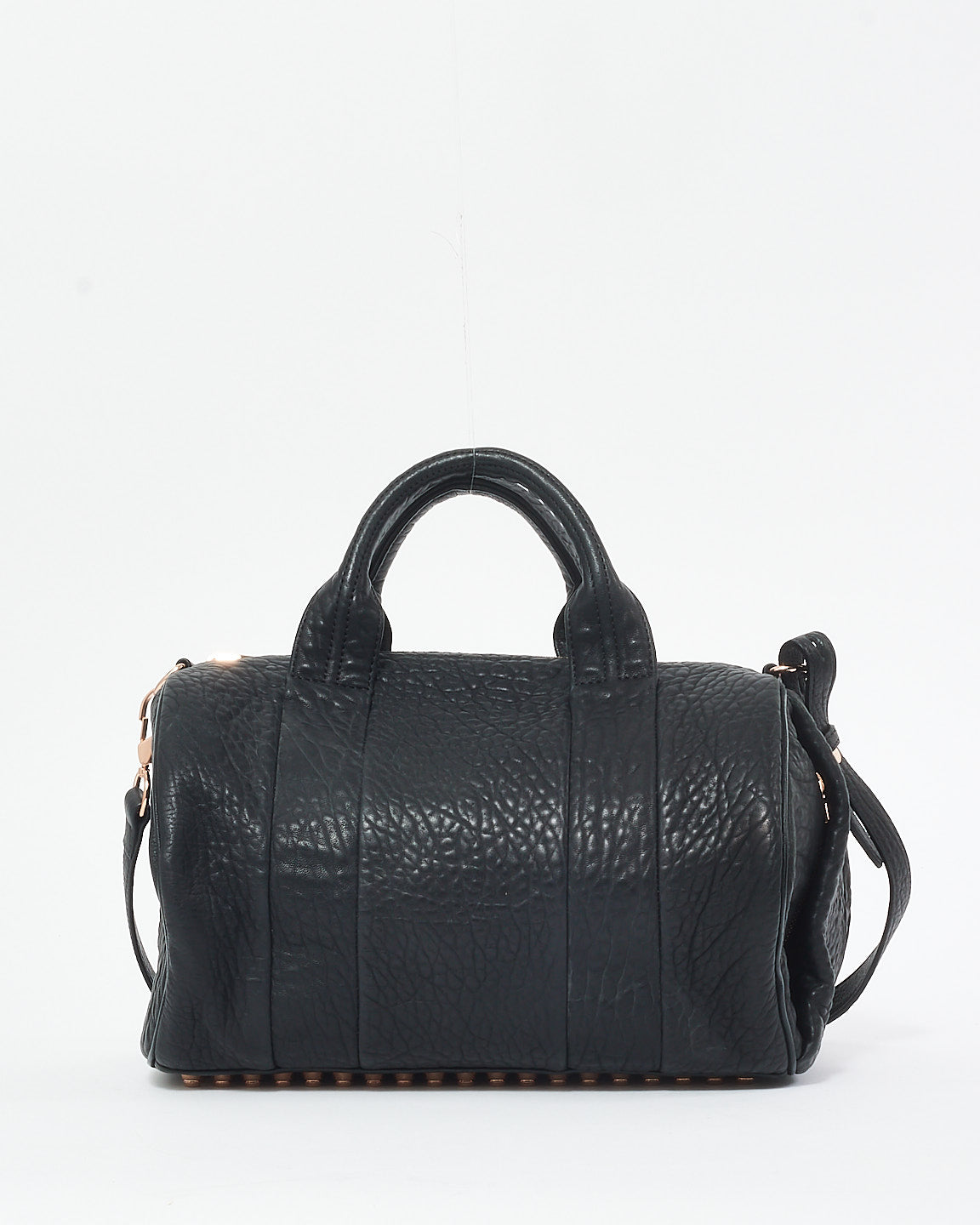 Alexander Wang Black Pebble Lambskin & Rose Gold Studded Rocco Bag