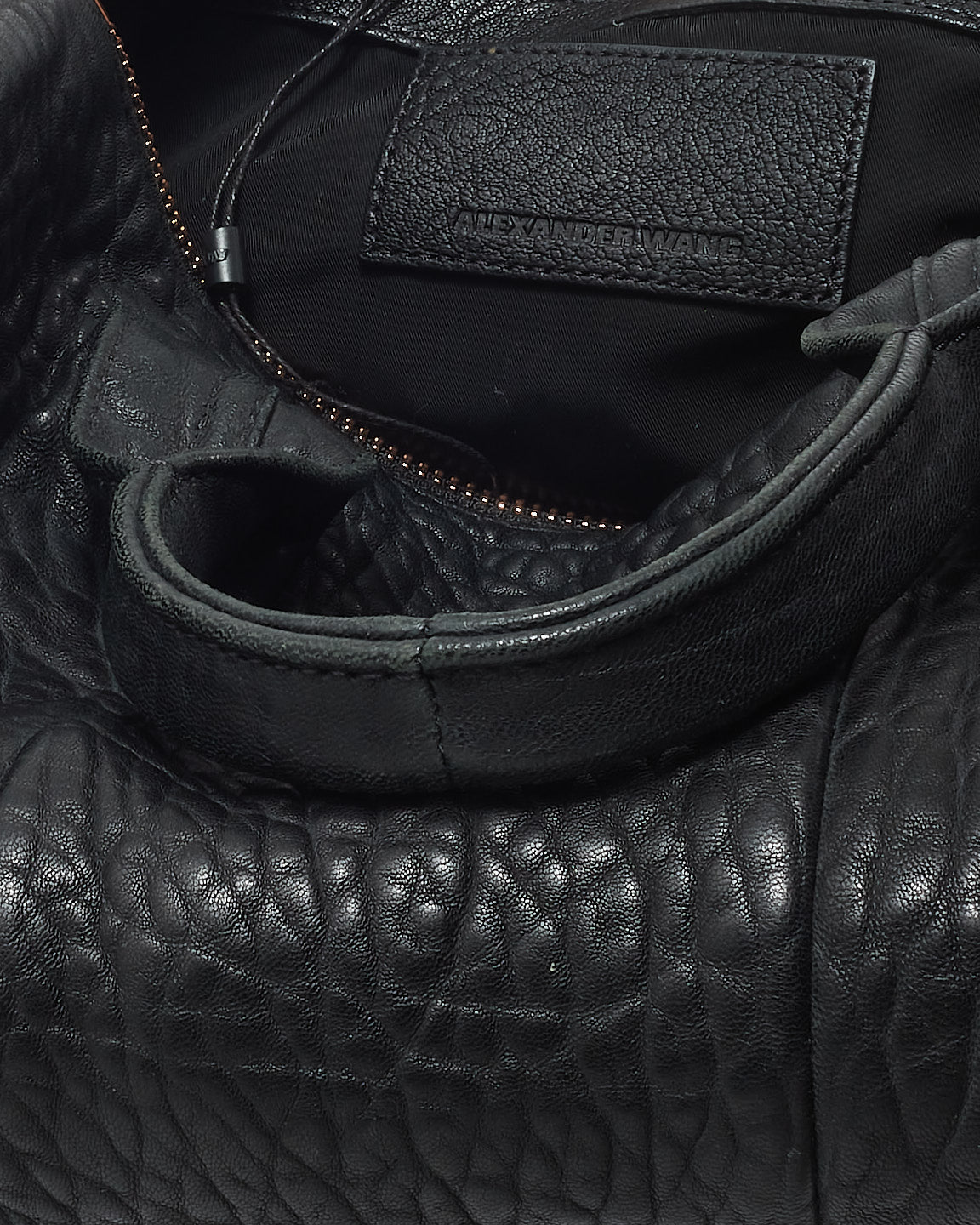 Alexander Wang Black Pebble Lambskin & Rose Gold Studded Rocco Bag