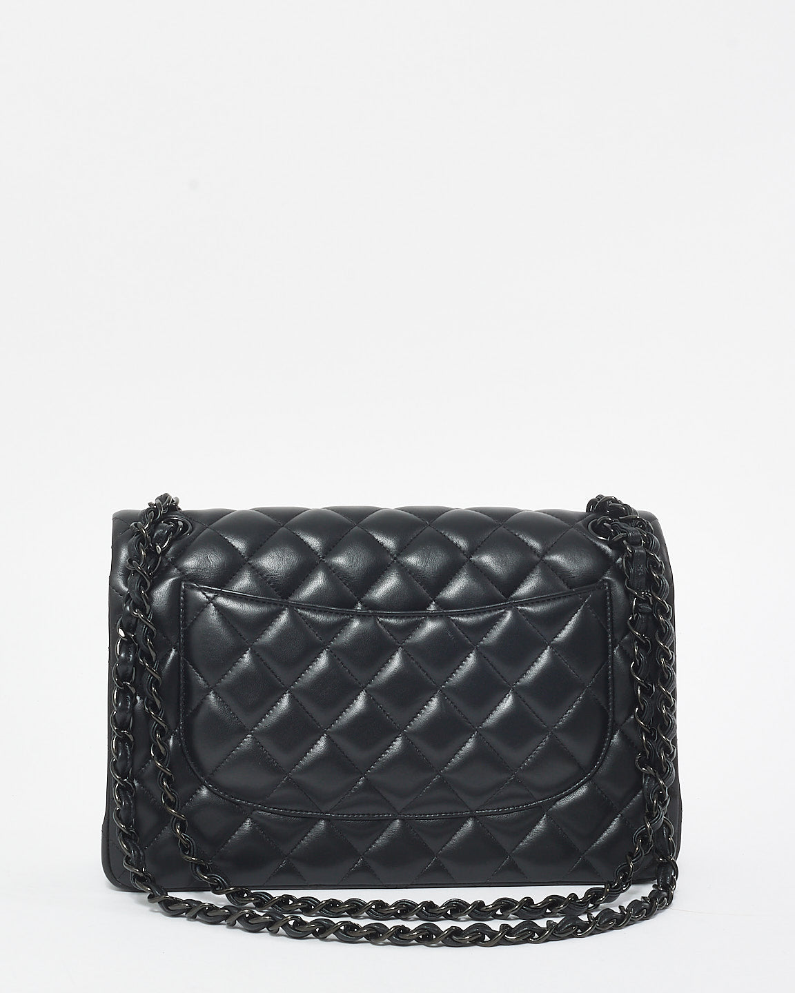 Chanel Black Lambskin Leather "So Black" Classic Jumbo Double Flap Bag