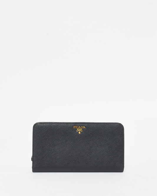 Prada Black Saffiano Leather Long Bi Fold Wallet